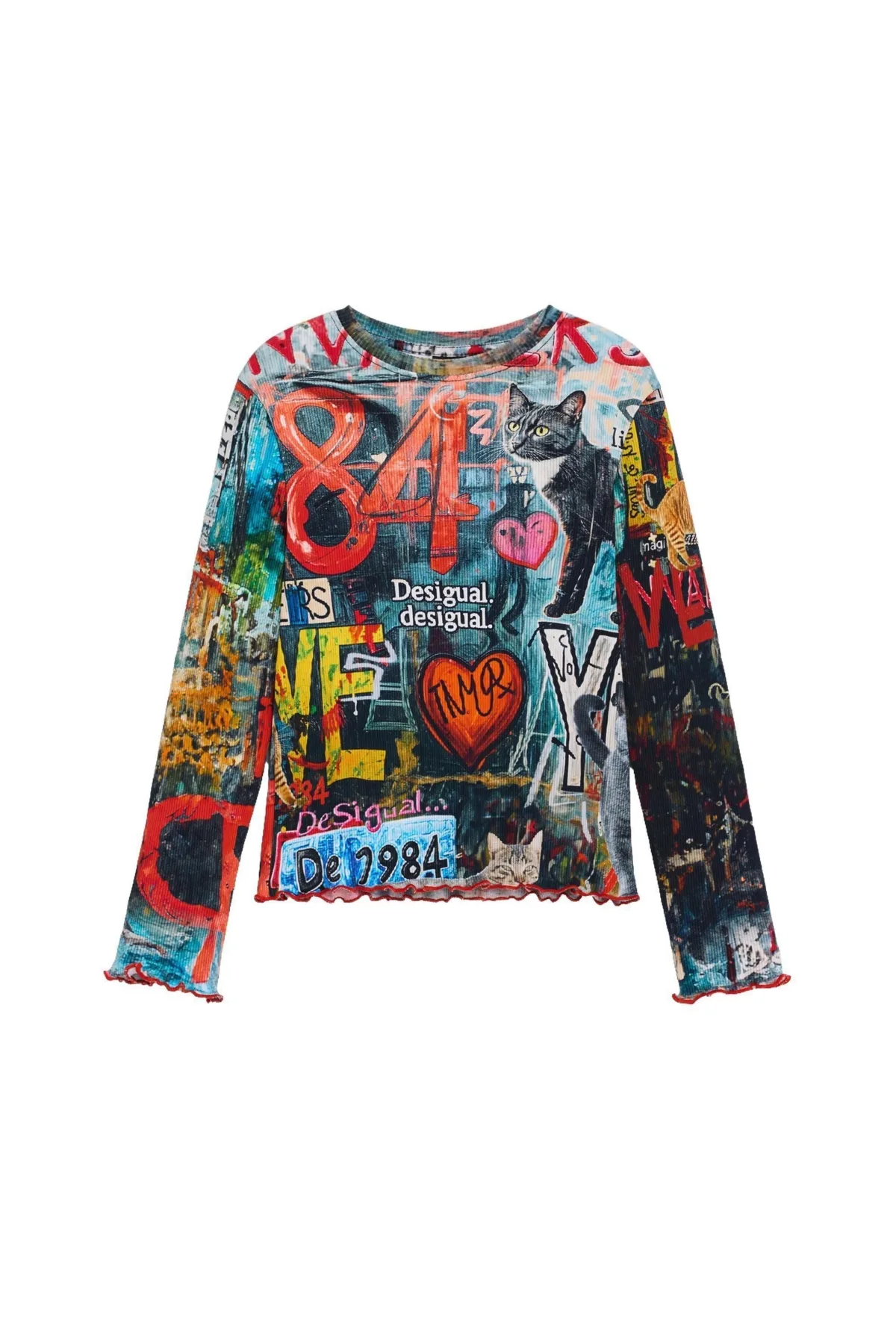 Graphic Lettuce-Edge Long-Sleeve T-Shirt by Desigual