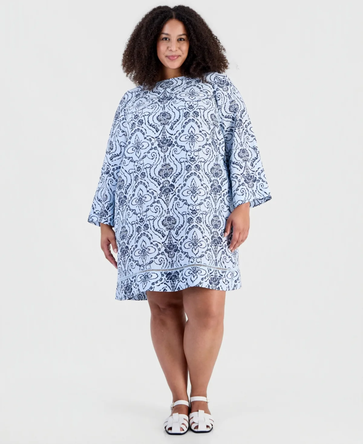 D-Ring Linen 3/4-Sleeve Mini Dress by Charter Club