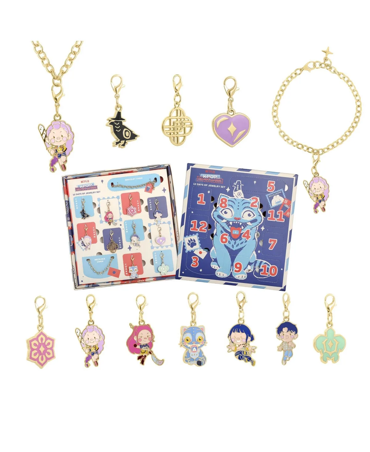 KPop Demon Hunters Gold-Tone Advent Calendar Officially Licensed Jewelry Set, 12-Piece by Kpop Demon Hunters