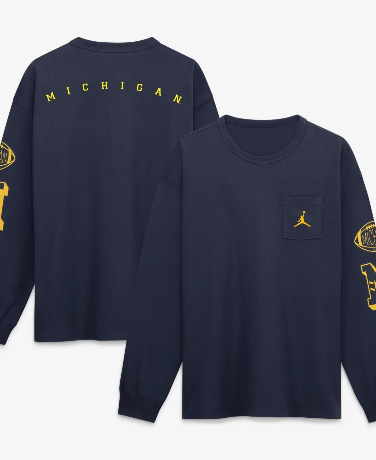 Michigan Wolverines Academic Long-Sleeves Pocket T-Shirt by Jordan