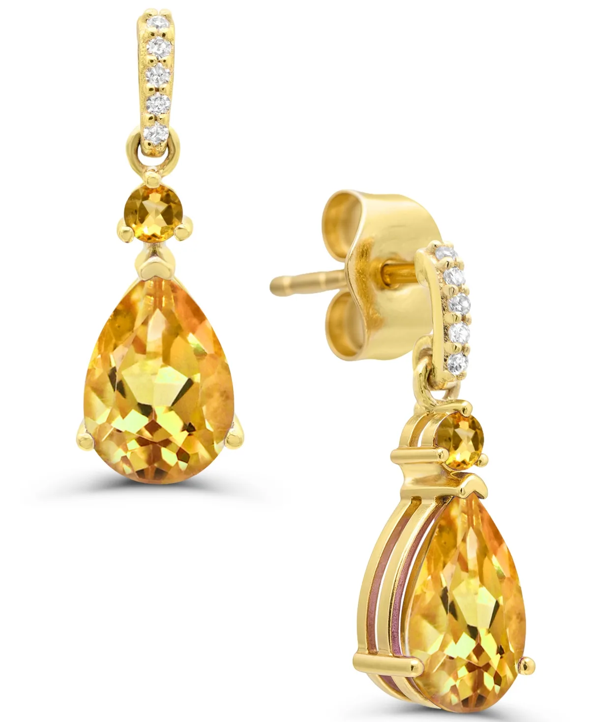 Citrine (1 ct. t.w.) and Diamond Accent Earrings in 14k Gold-Plated Sterling Silver