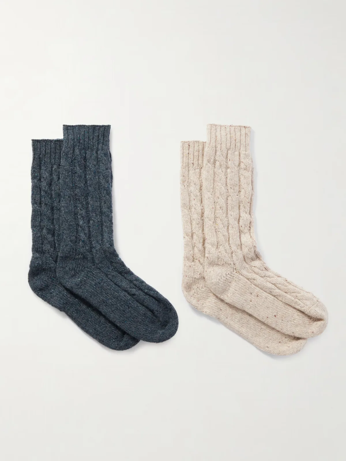 - Set Of Two Cable-knit Cashmere-blend Socks -