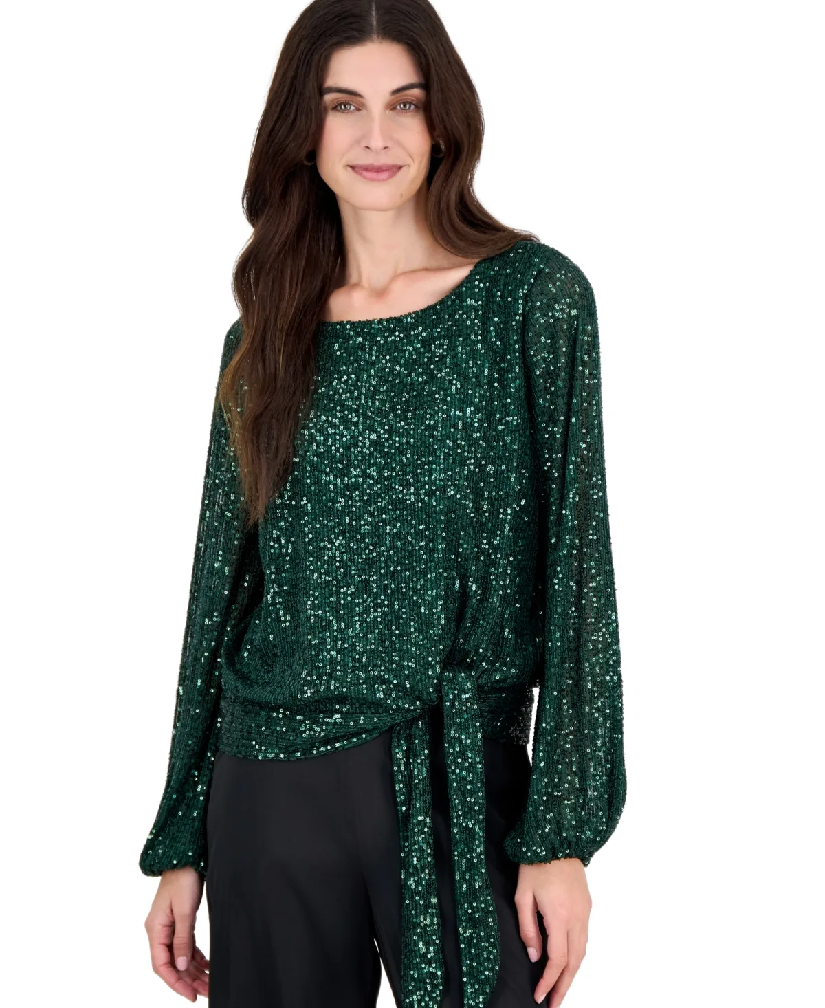 Sequin Long-Sleeve Blouse