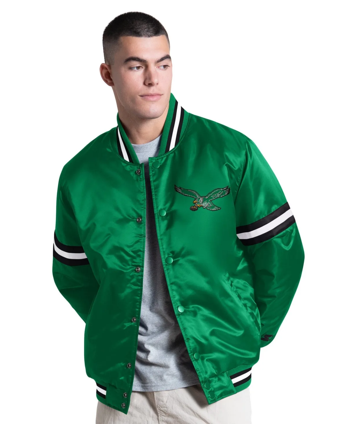Philadelphia Eagles Courtside Varsity Retro Logo Full Snap Jacket