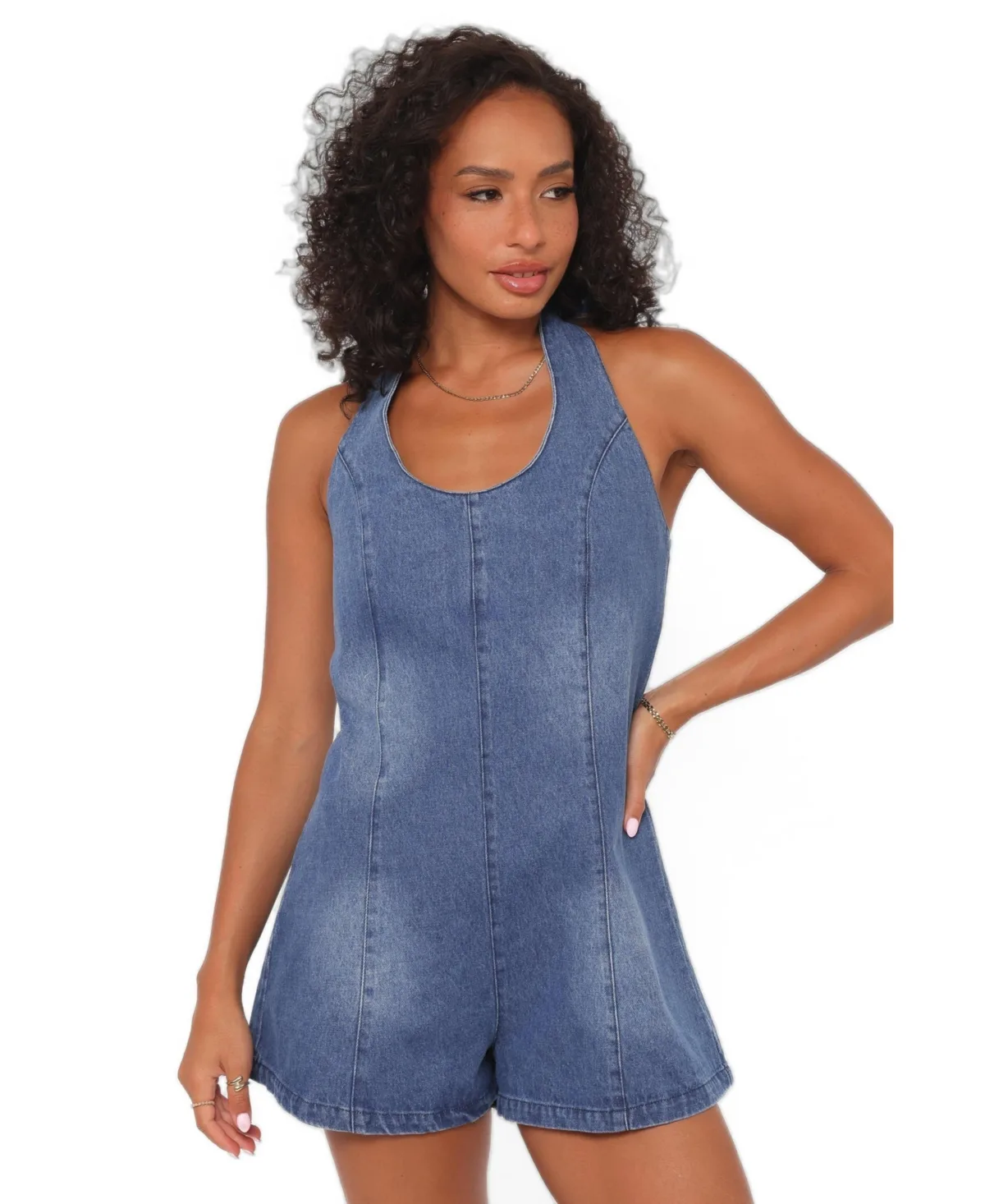 Paityn Denim Romper by Petal and Pup