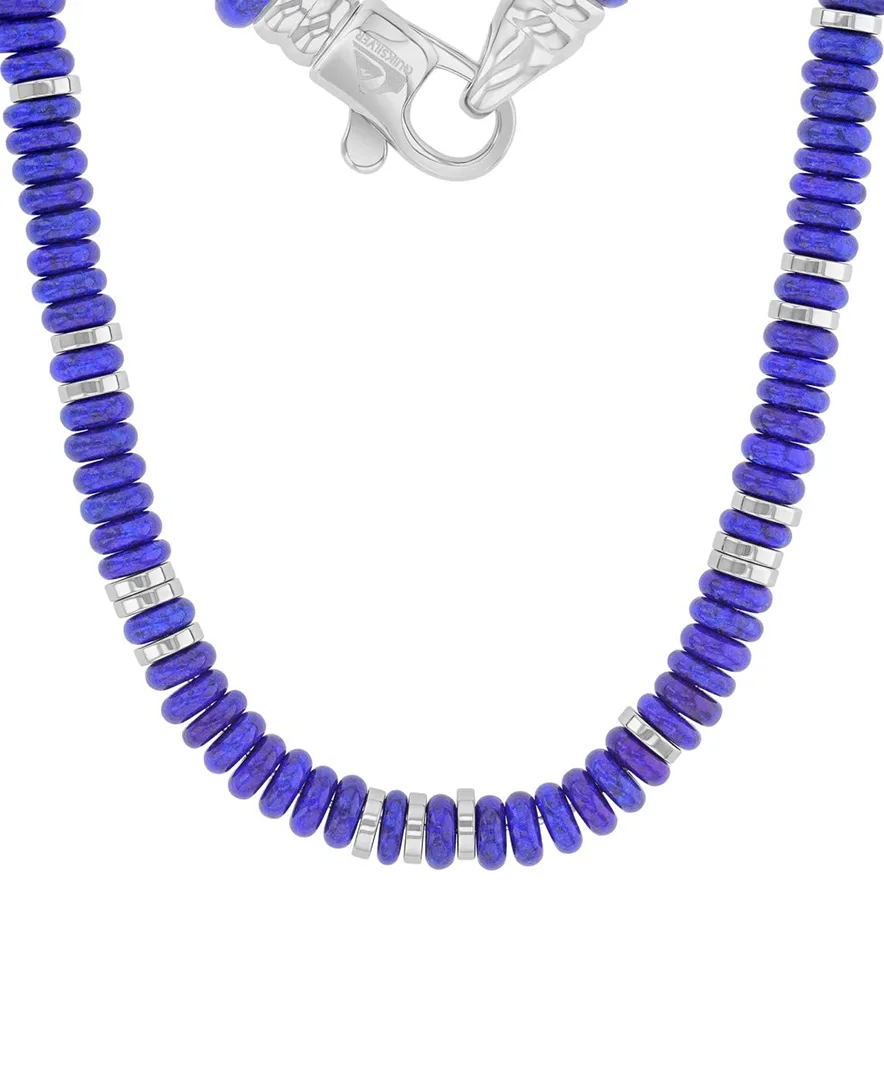 Platinum-Plated Steel Lapis Beaded Necklace by Quiksilver