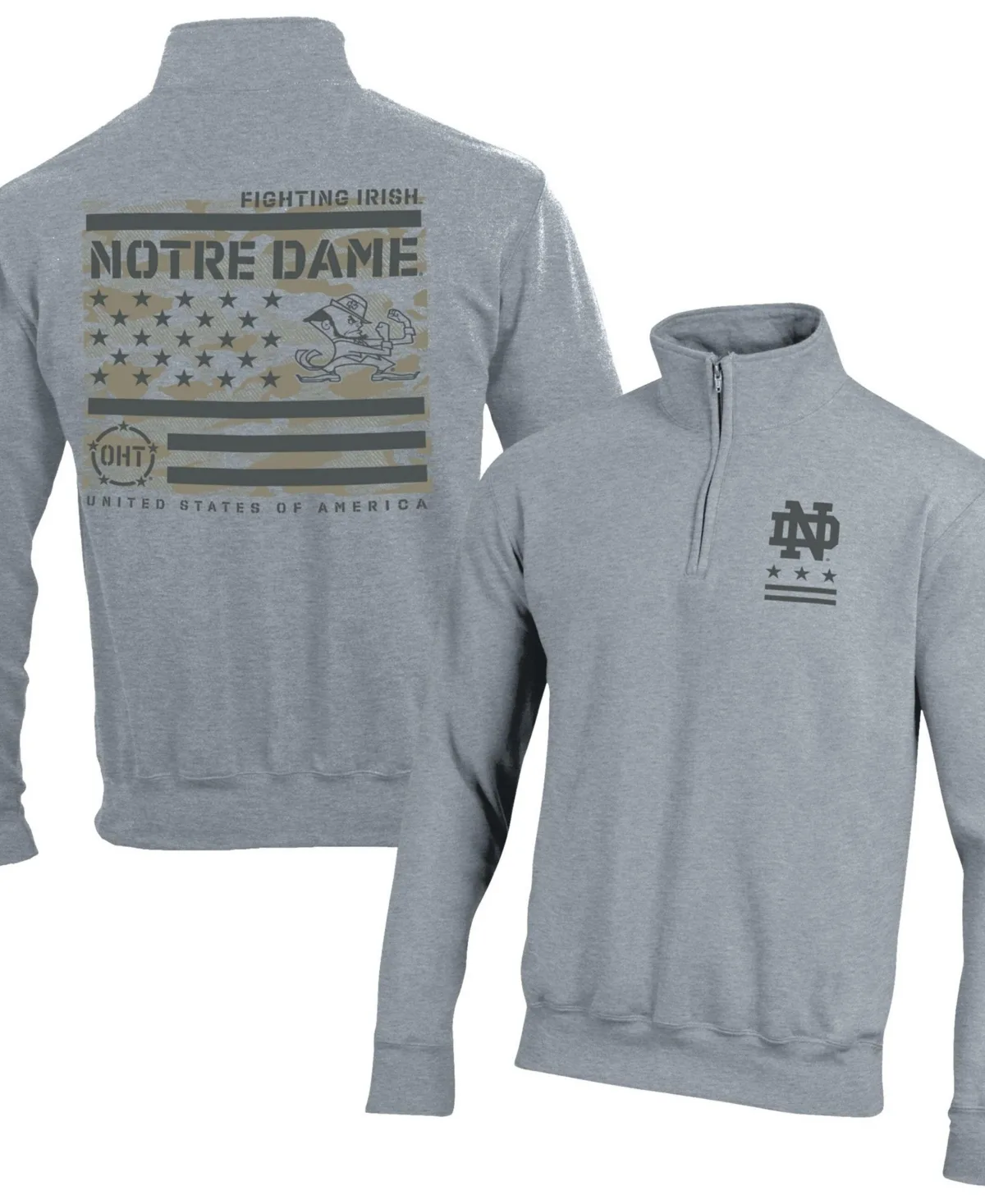 Notre Dame Fighting Irish Operation Hat Trick Flag Power Blend Fleece Quarter-Zip Pullover by Champion
