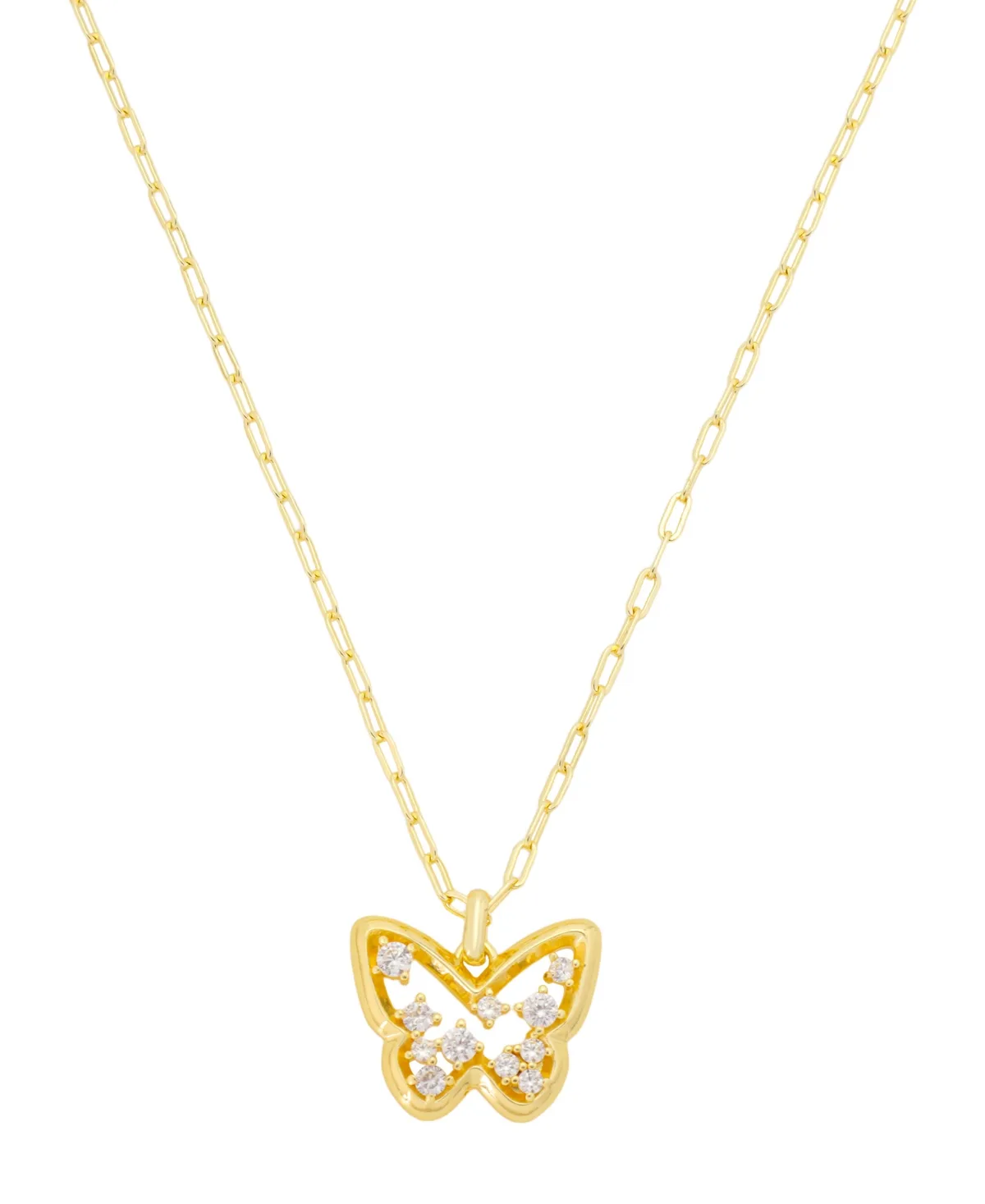 Gold-Tone Cubic Zirconia Butterfly Necklace