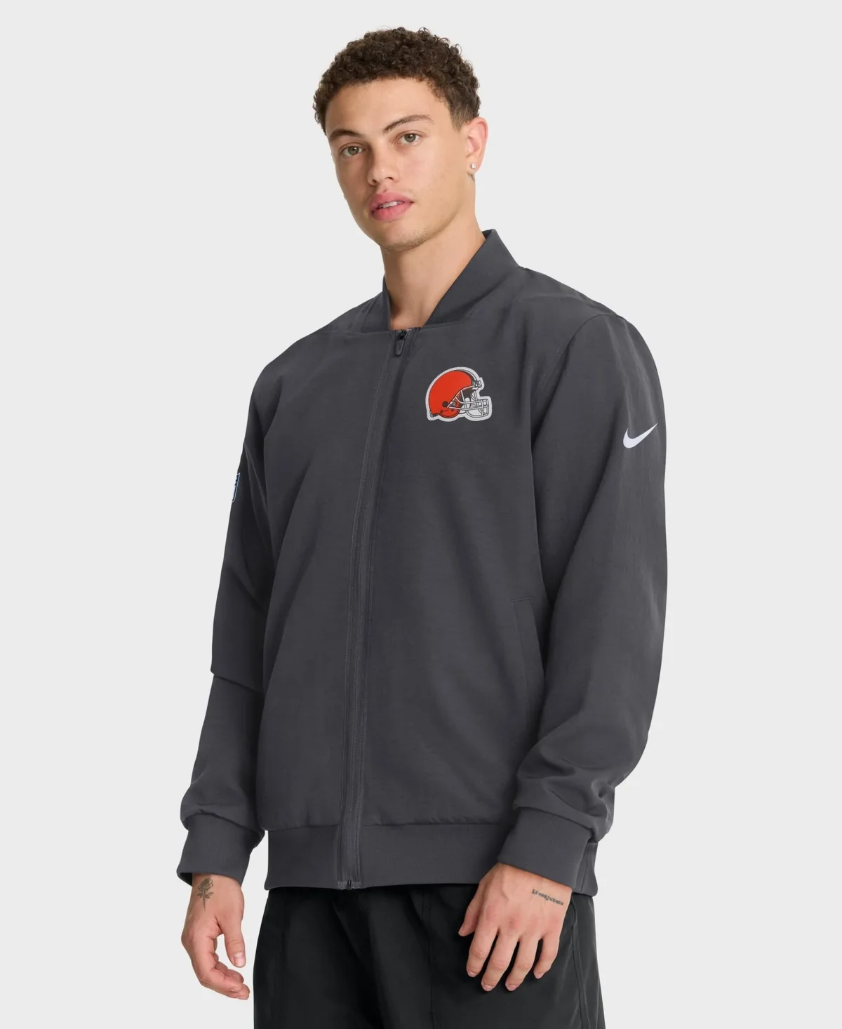 Cleveland Browns Sideline Powerful Blocking Full-Zip Dri-Fit Bomber Jacket by Nike