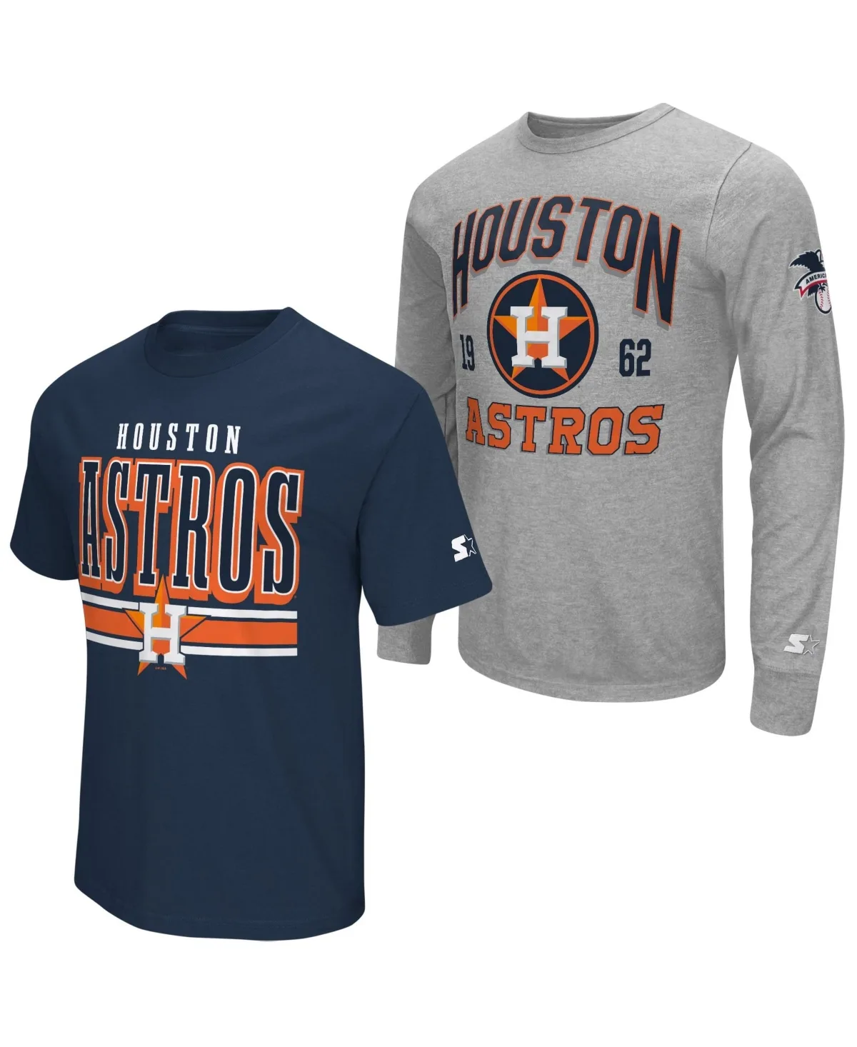 Houston Astros Long Sleeve Short Sleeve T-Shirt, 2-Pack Set