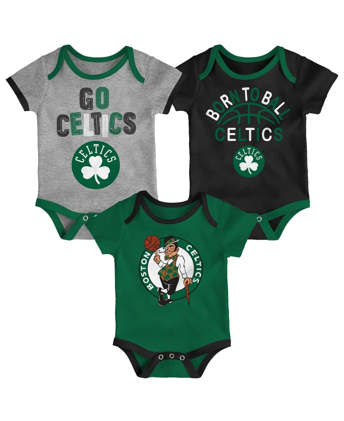 Boston Celtics Born to Ball Bodysuit Set, 3-Pack by Outerstuff