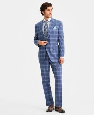 Classic Fit Windowpane Suit Separates by Tayion Collection