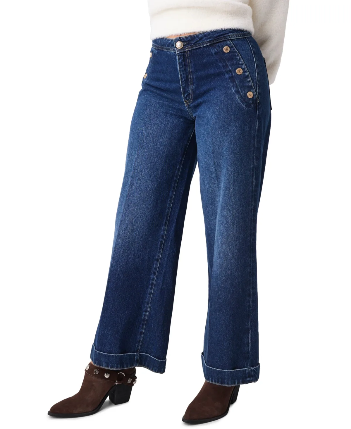 Lizie Mid-Rise Wide-Leg Ankle Jeans by GUESS