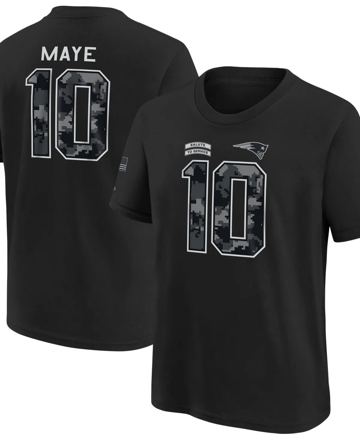 Drake Maye New England Patriots 2026 Salute to Service Name Number T-Shirt by Nike