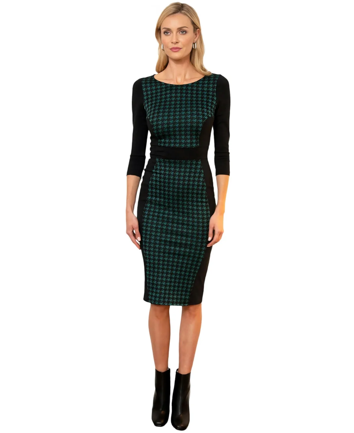 Bodycon Ponte Dress with 3/4 Sleeves by Hotsquash London