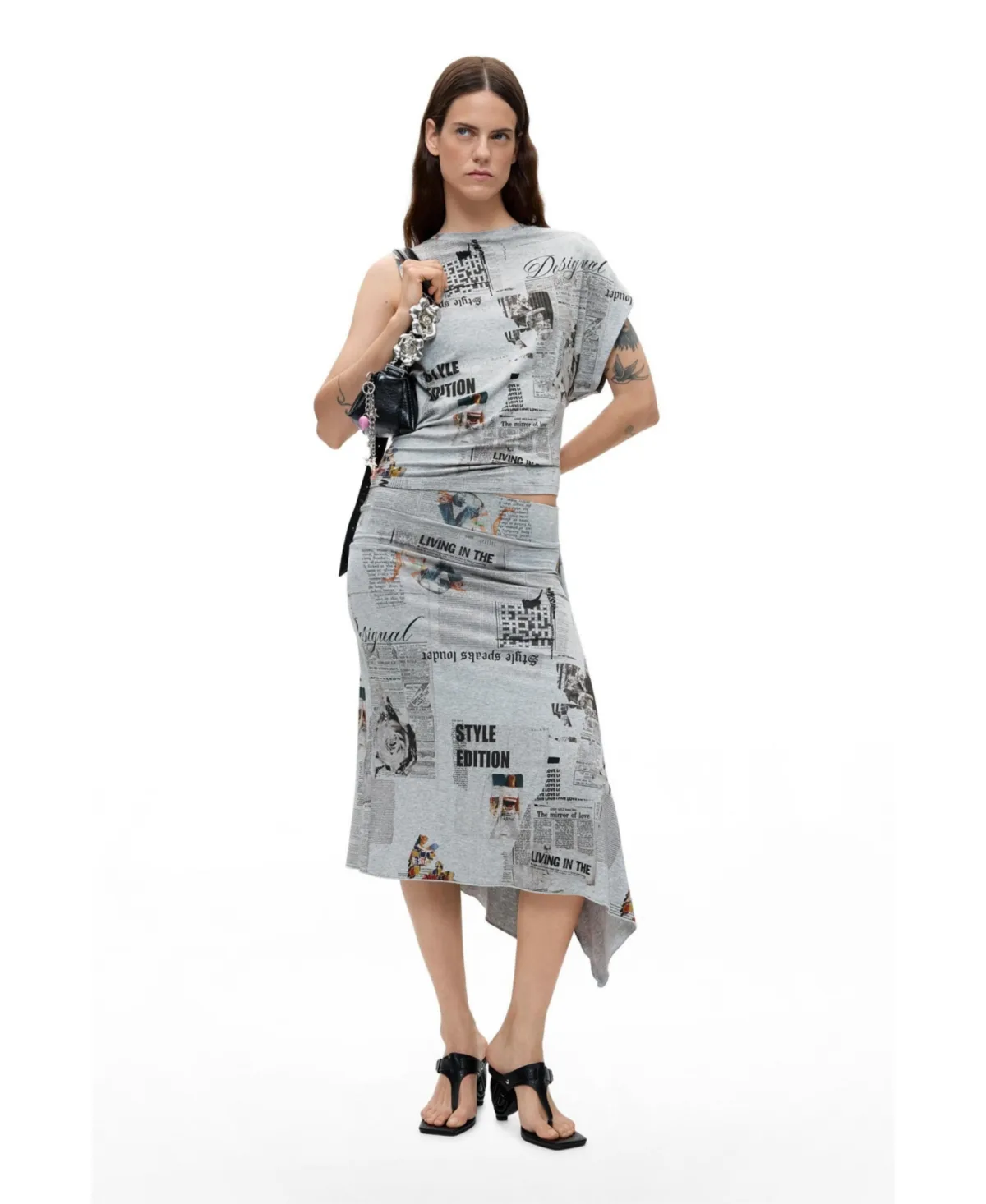 Asymmetrical Printed Skirt by Desigual