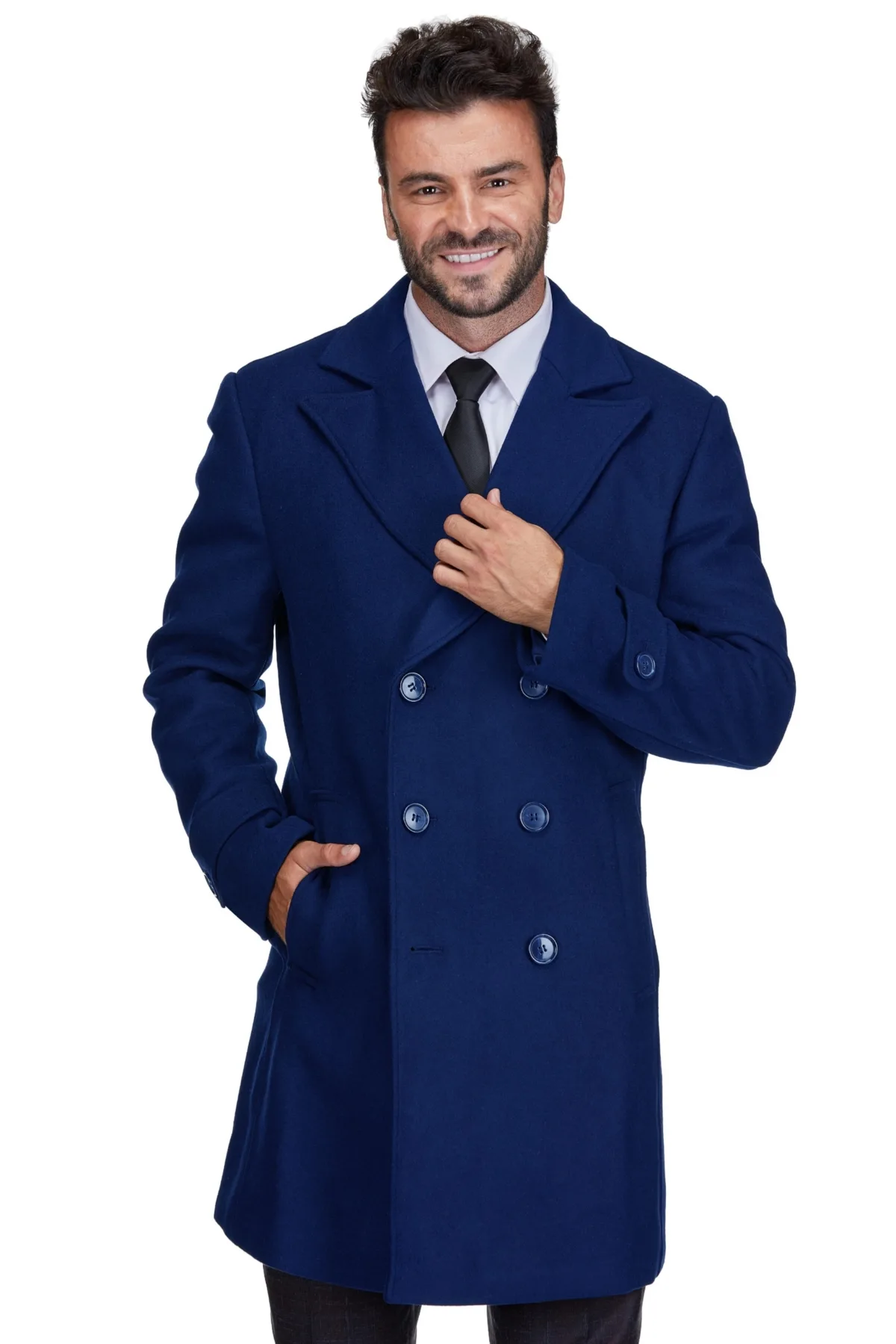 Double Breasted Pea Coat Wool Blend Dress Peacoat by Braveman