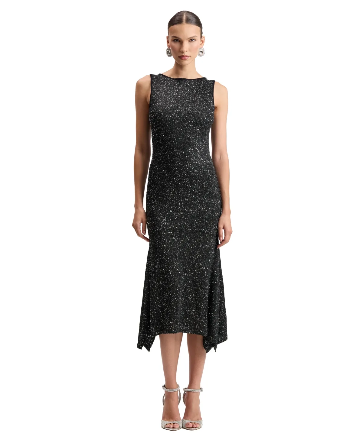 Sequin Asymmetric Hem Midi Sweater Dress by Avec Les Filles