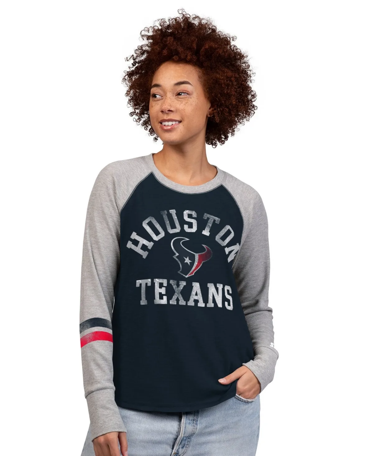 Houston Texans Waffle-Knit Raglan Long Sleeve T-Shirt by Starter