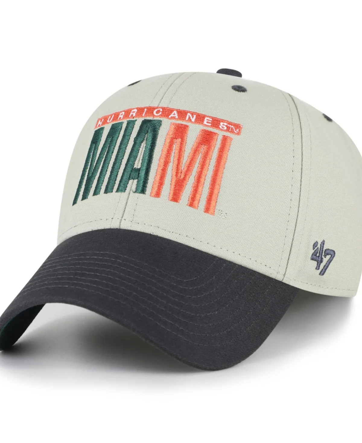 Miami Hurricanes Half Block Text Mvp Adjustable Hat by 47 Brand
