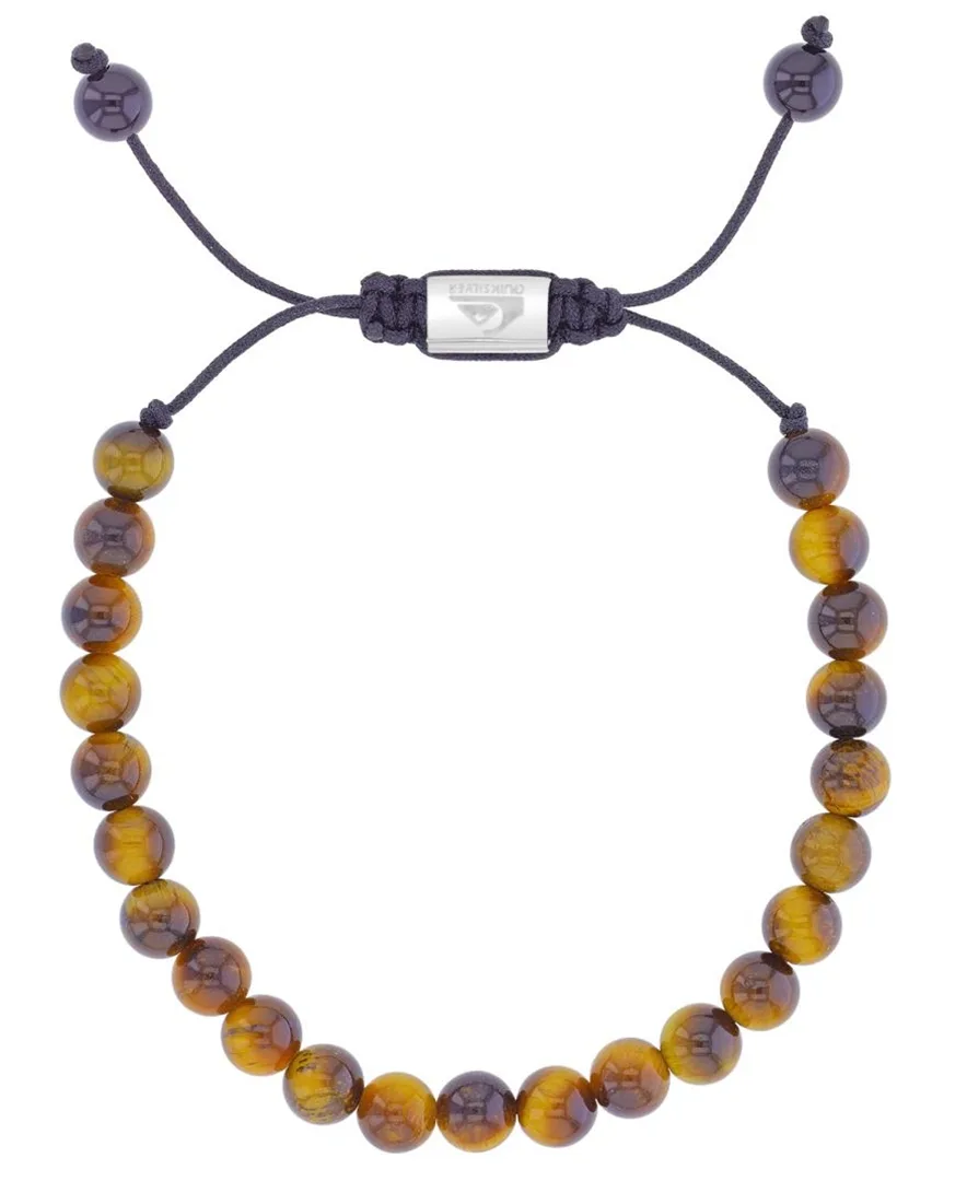 Platinum-Plated Tiger Eye Onyx Adjustable Bracelet