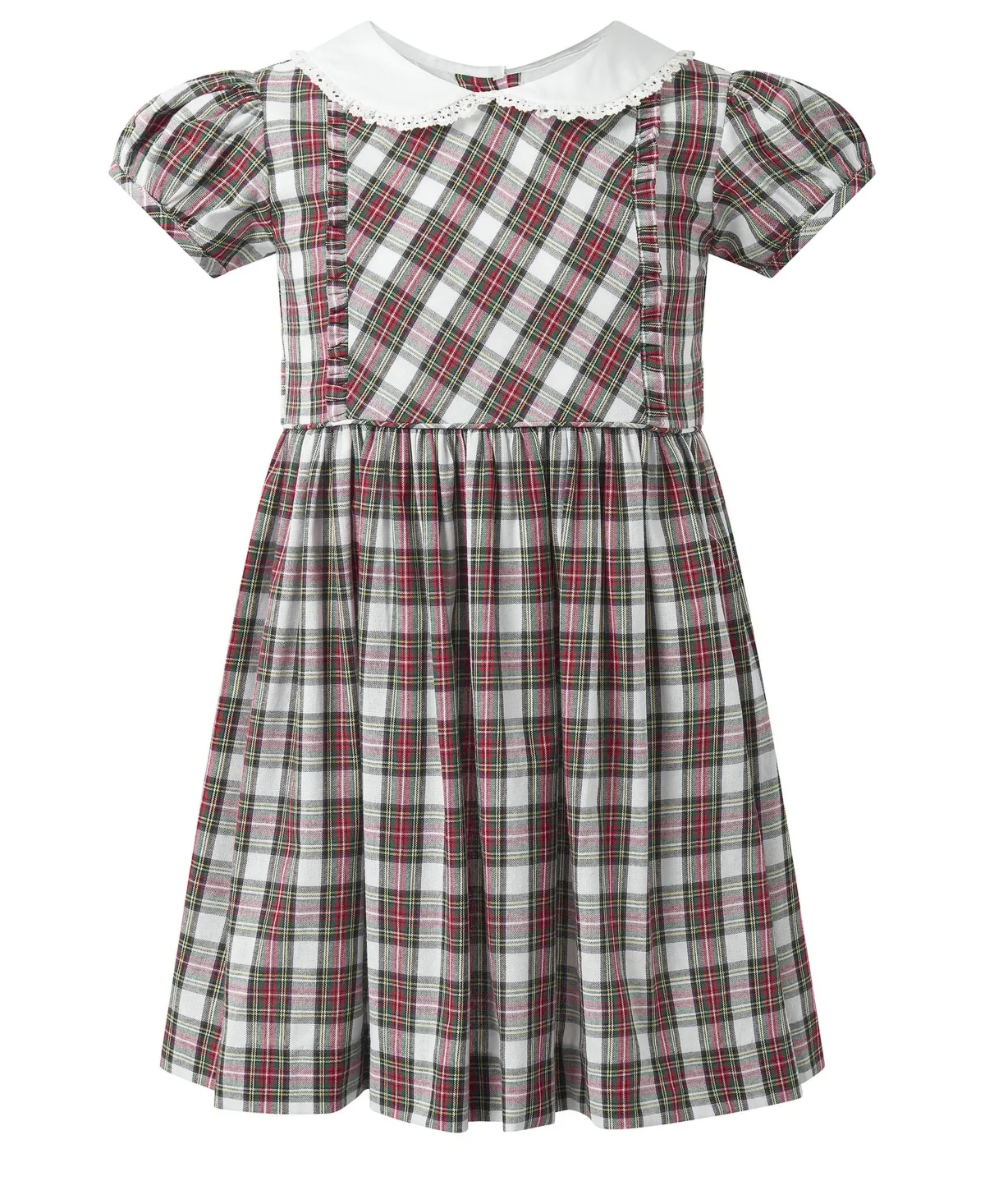 Ivory Tartan Frill Front Dress by Rachel Riley