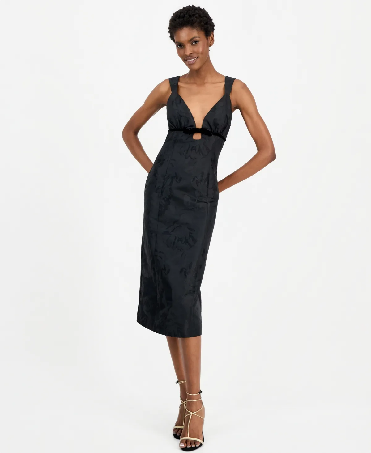 Vanessa Bow Open Back V-Neck Midi Dress by Lulus