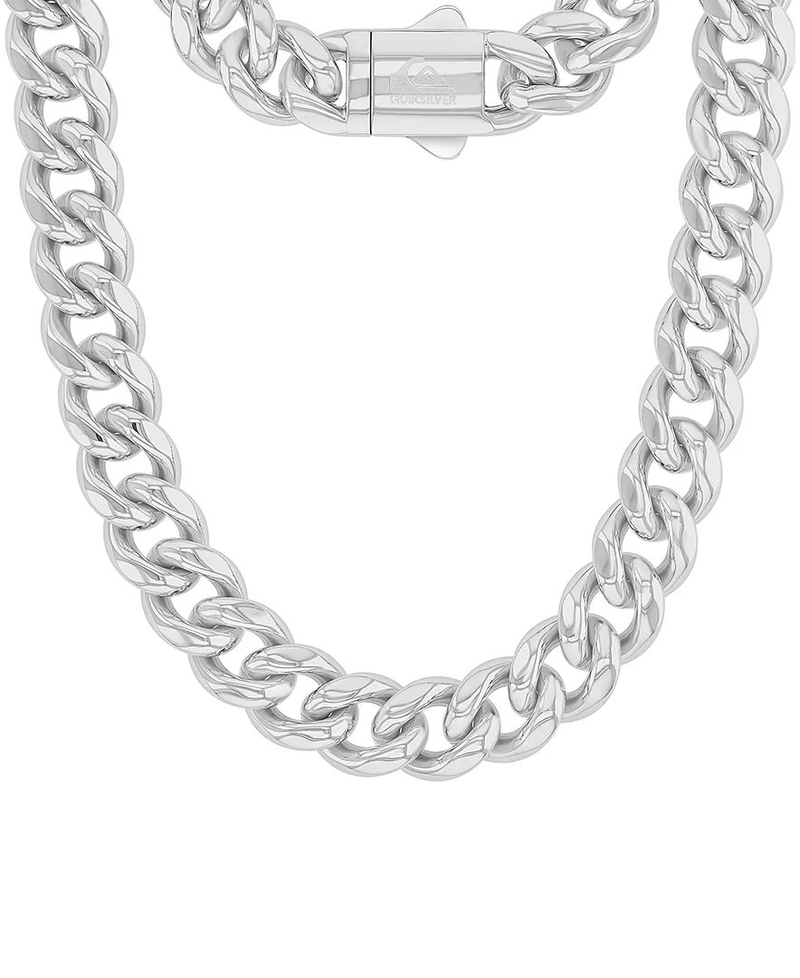 Platinum-Plated Steel Miami Cuban Chain Necklace by Quiksilver