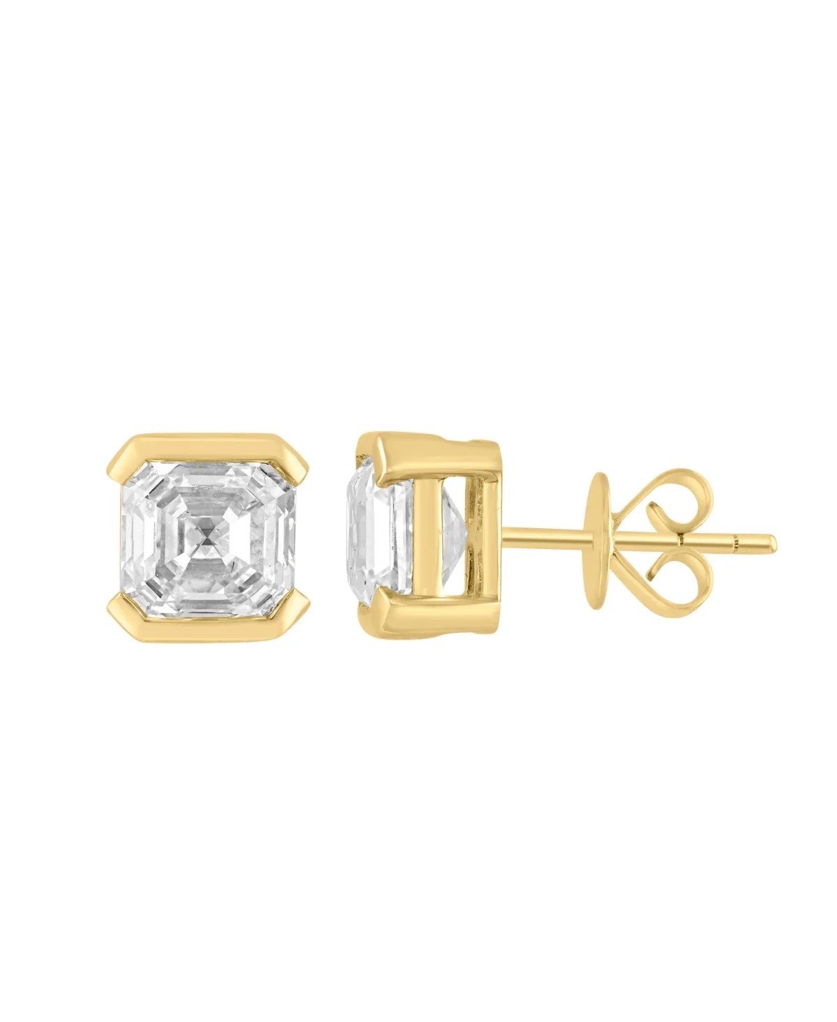 Certified Lab Grown Diamond Asscher Earrings (4 ct. t.w.) in 14K Yellow Gold