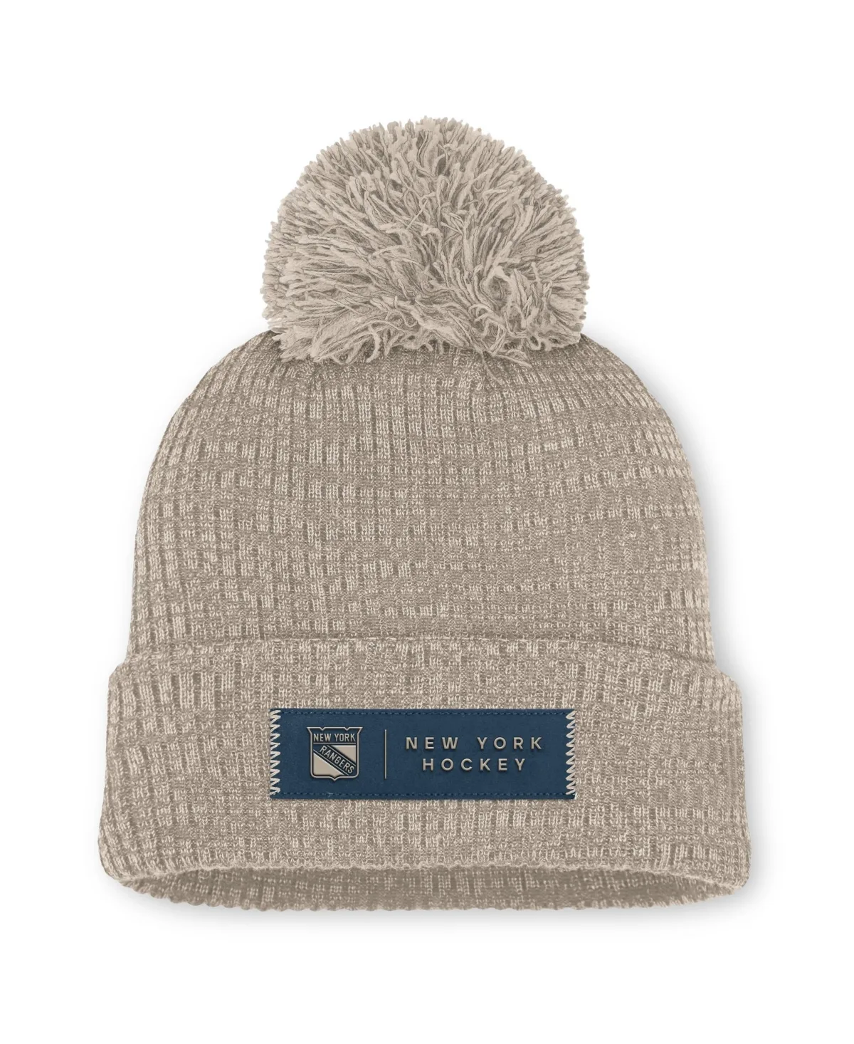 New York Rangers Authentic Pro Road Cuffed Knit with Pom Hat by Fanatics