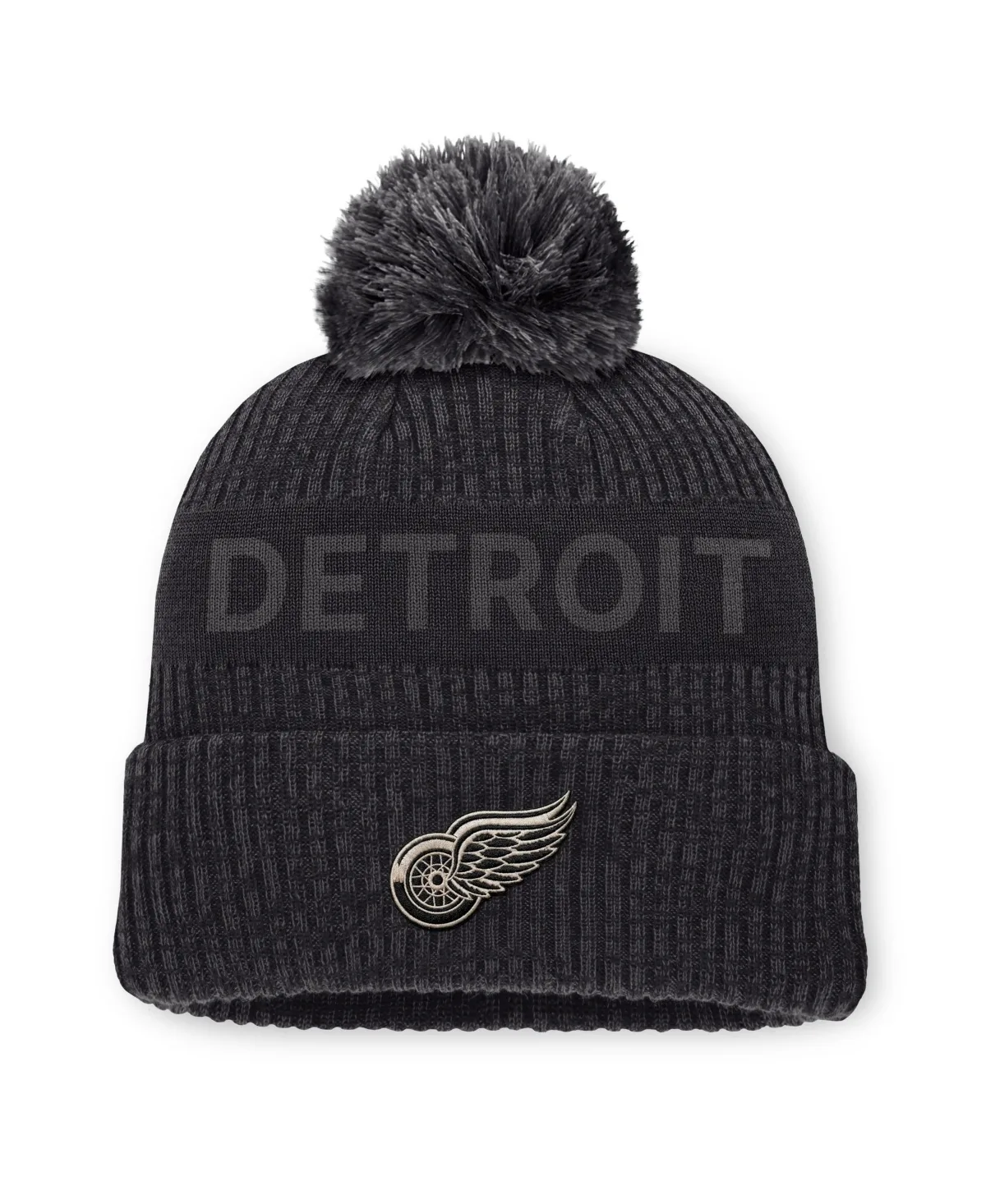 Detroit Red Wings Road Phantom Cuffed Knit with Pom Hat