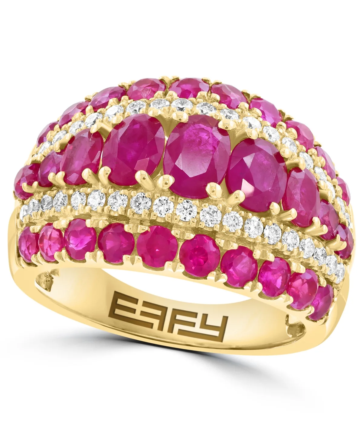 Ruby and Diamond Statement Ring (3-1/5 ct. t.w. Ruby, 1/2 ct. t.w. Diamond) in 14k Yellow Gold by Effy Collection