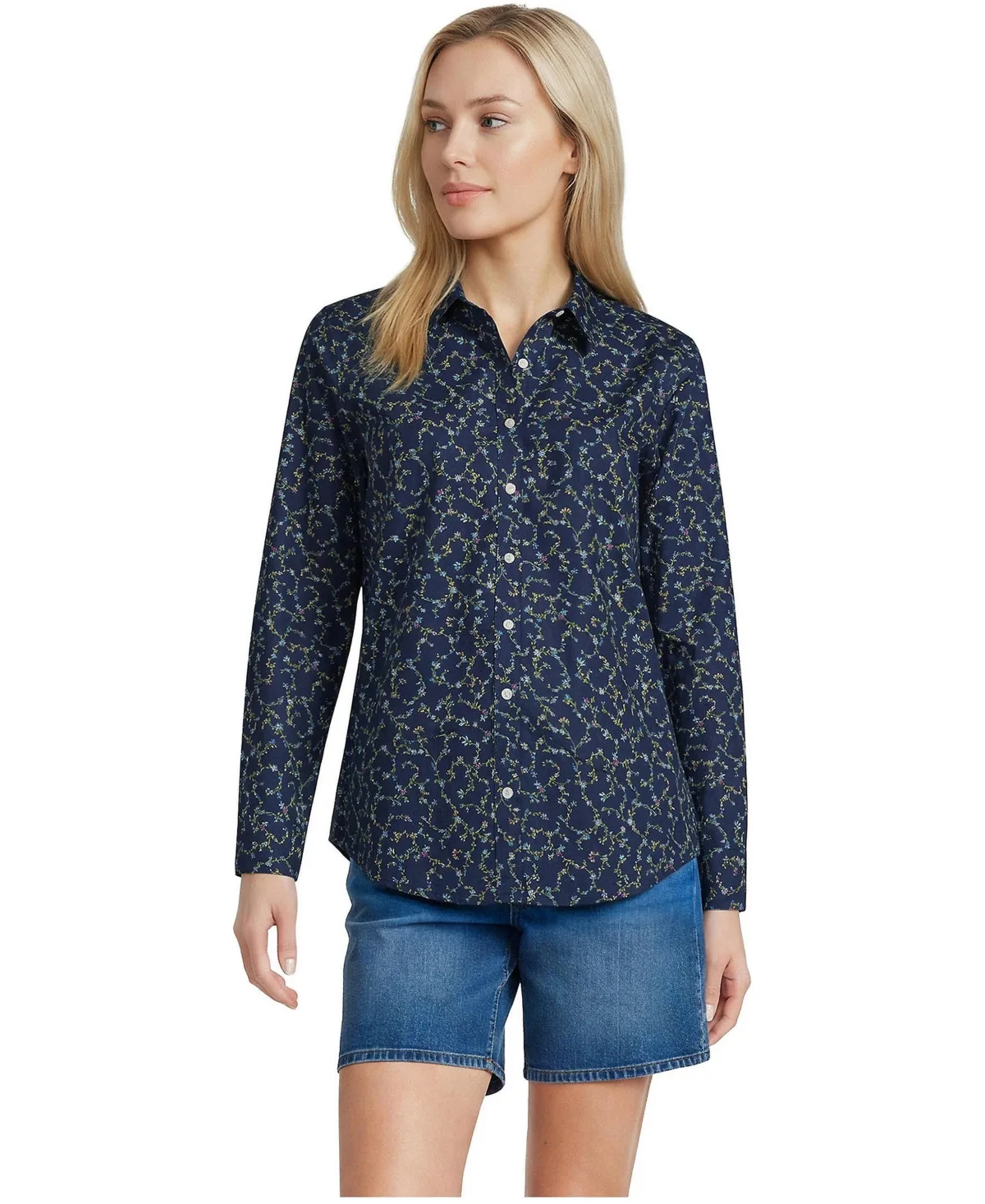 No Iron Button Front Shirt by Lands' End