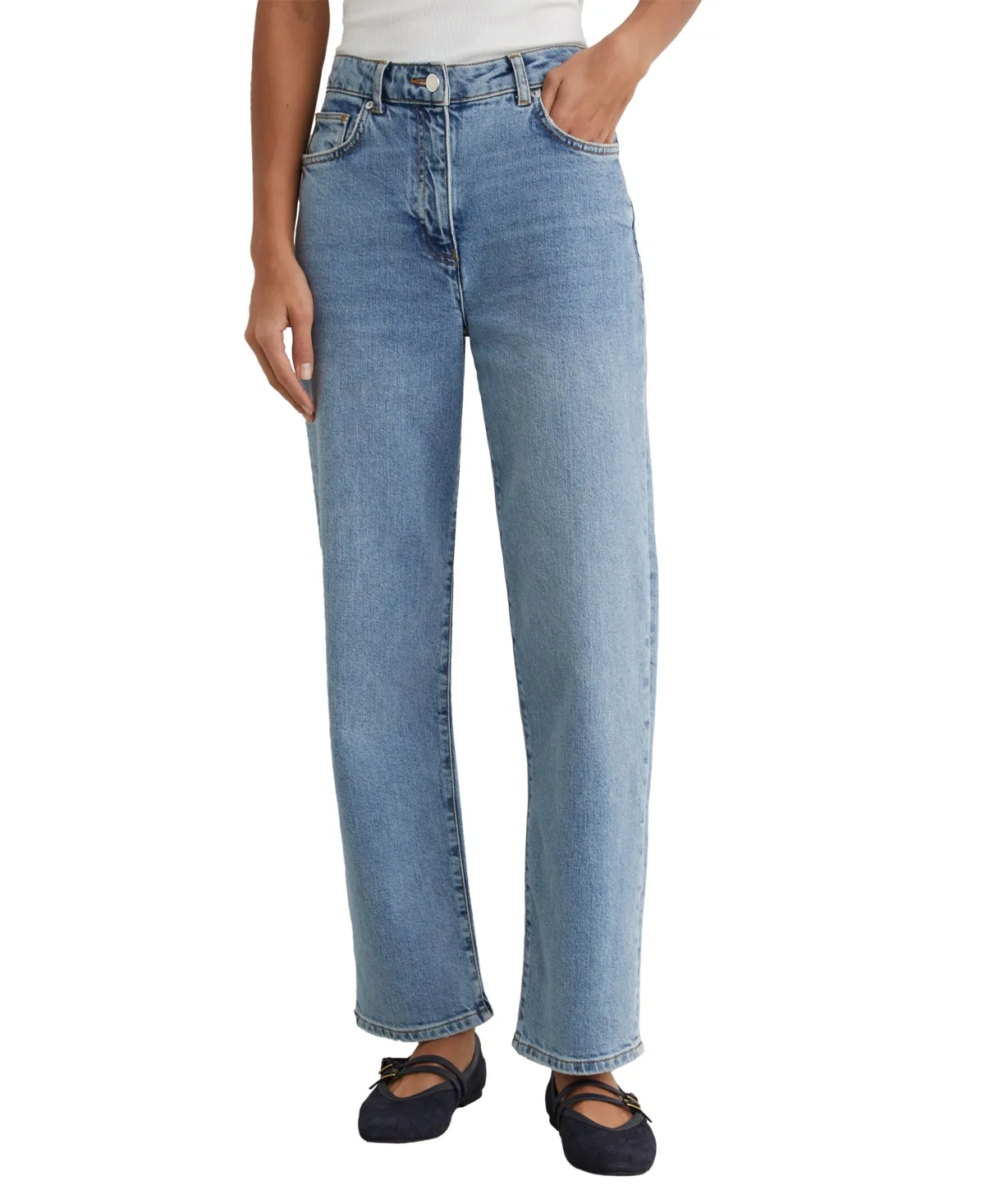 Selin Mid-Rise Straight-Leg Jeans by Reiss