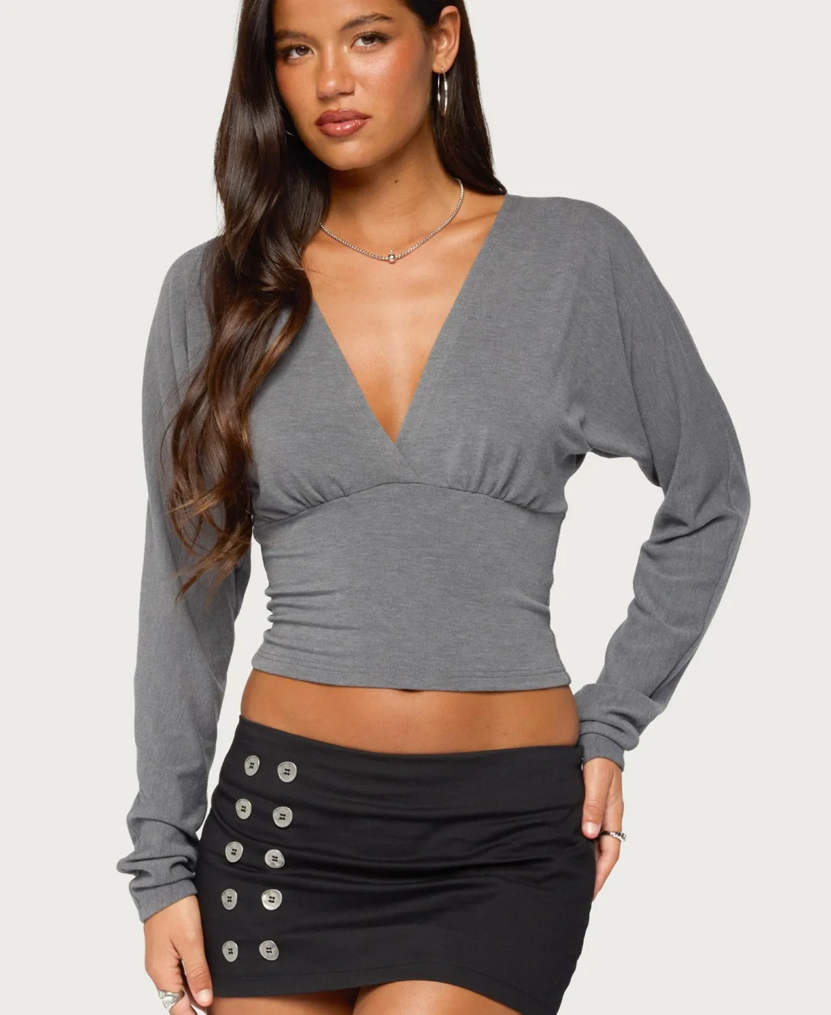 Gilla Long-Sleeve V-Neck Crop Top