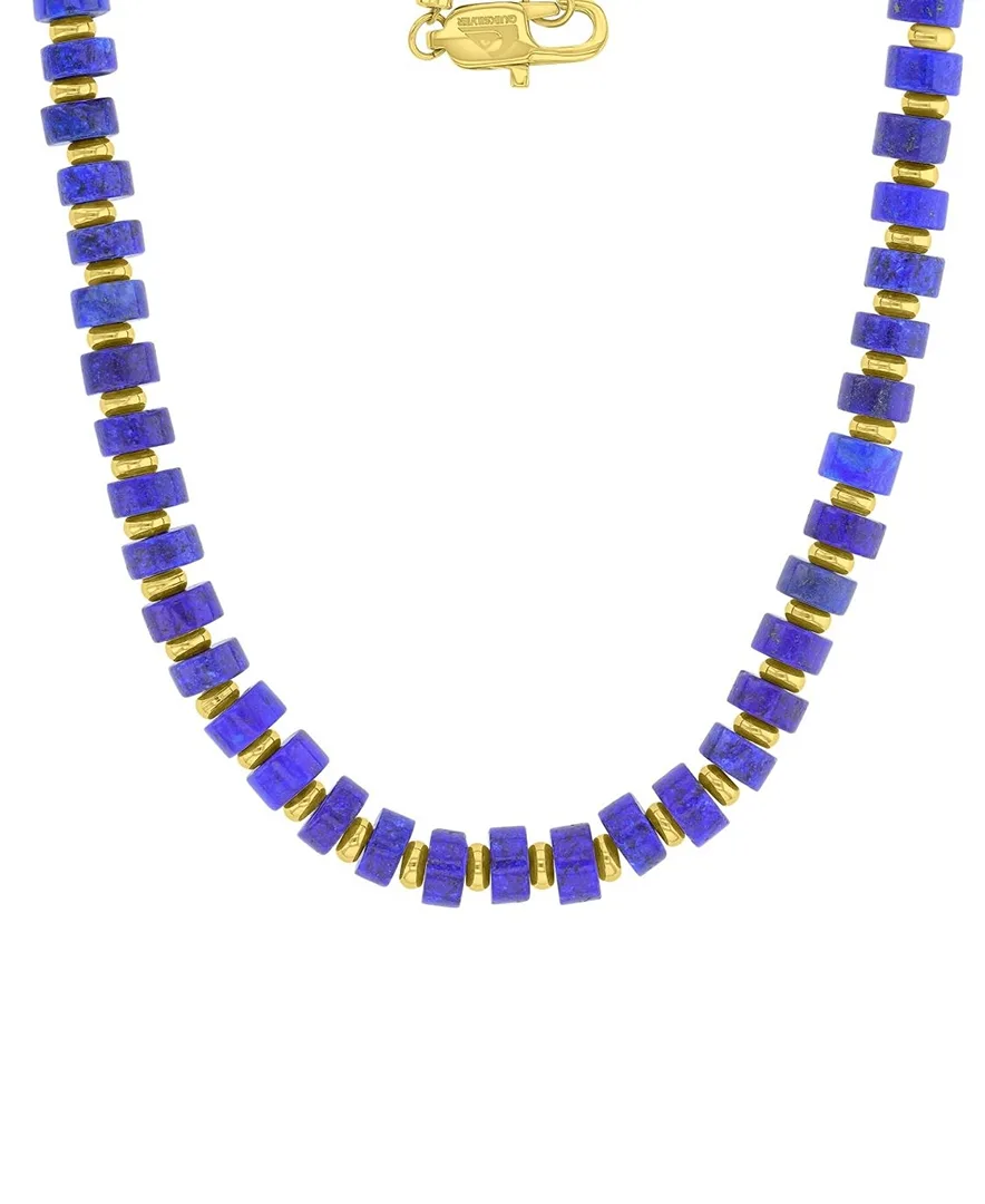 18k Gold-Plated Steel Yellow Lapis Polished Beads Necklace by Quiksilver