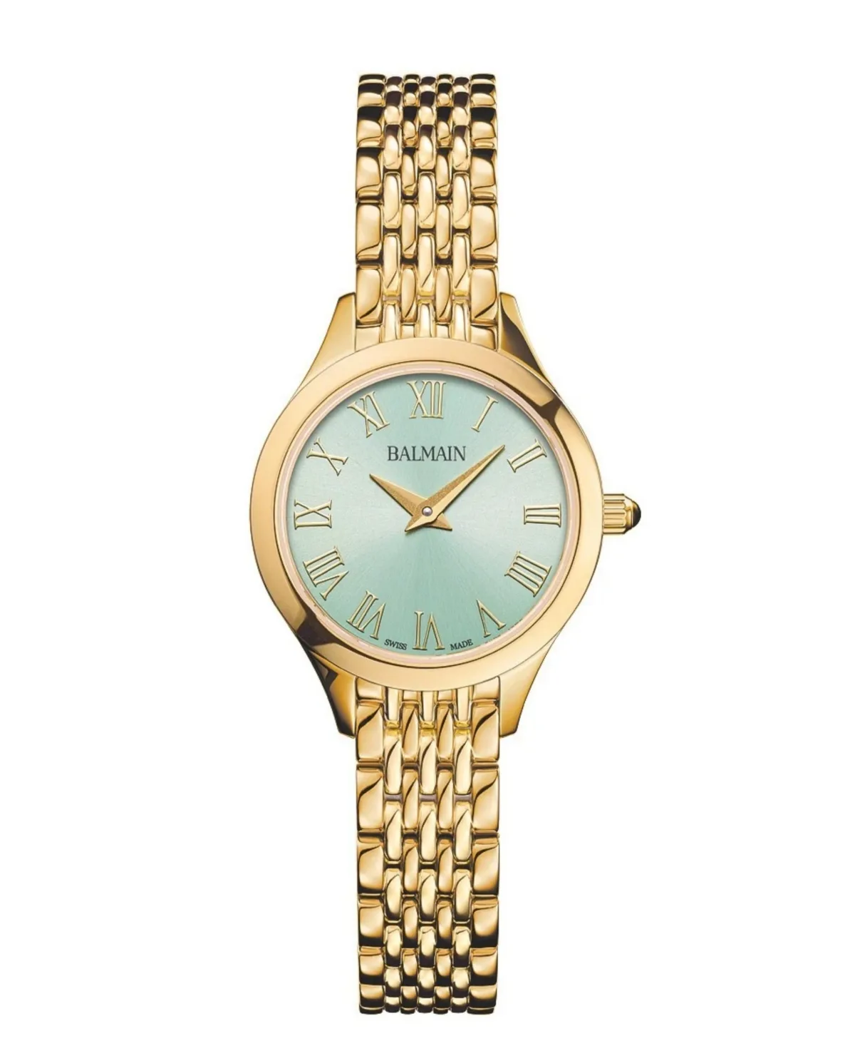 Swiss Quartz Balmain Ii Xs Green Dial Gold-Tone Stainless Steel Bracelet Watch 25mm
