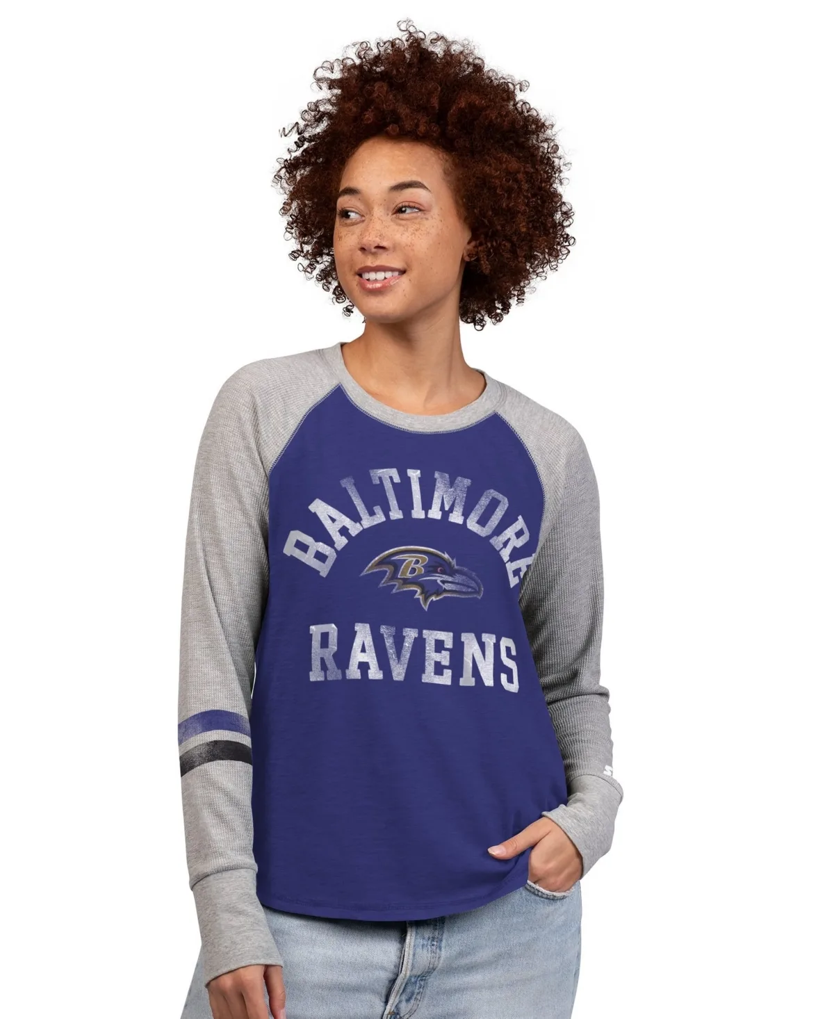 Baltimore Ravens Waffle-Knit Raglan Long Sleeve T-Shirt