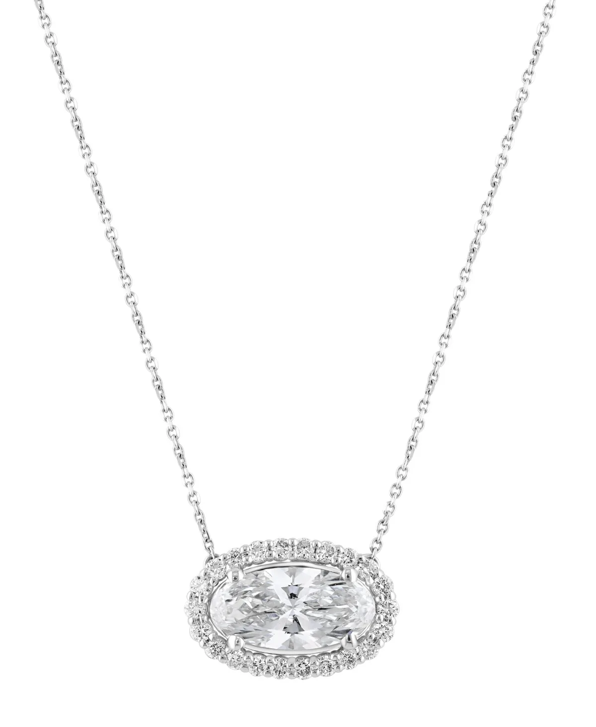 Lab Grown Diamond Oval Halo Pendant (2-3/8 ct. t.w.) in 14K White Gold by Effy