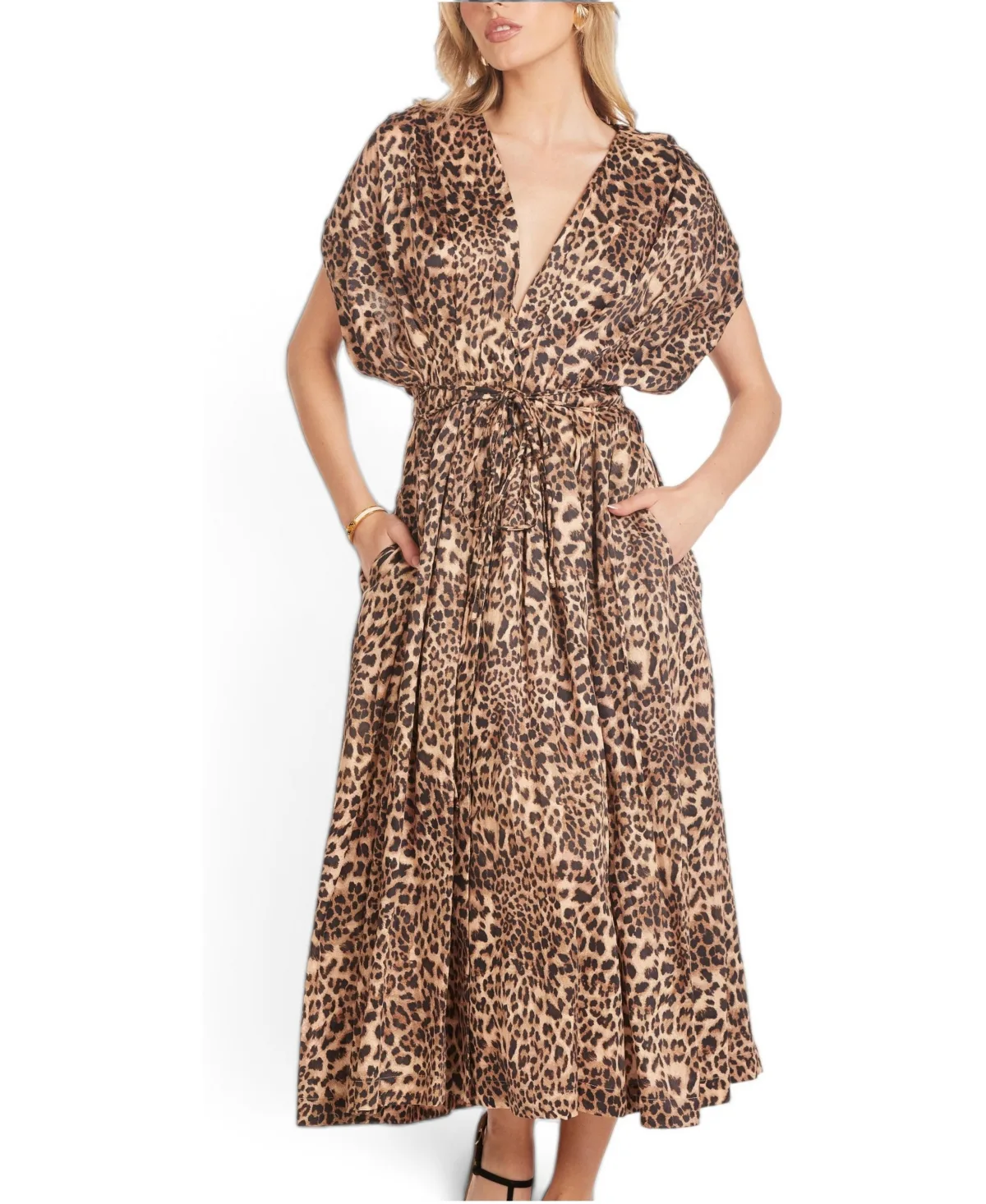 Shaun Puff-Sleeve Button-Front Tie-Waist Shirtdress by Bishop  Young