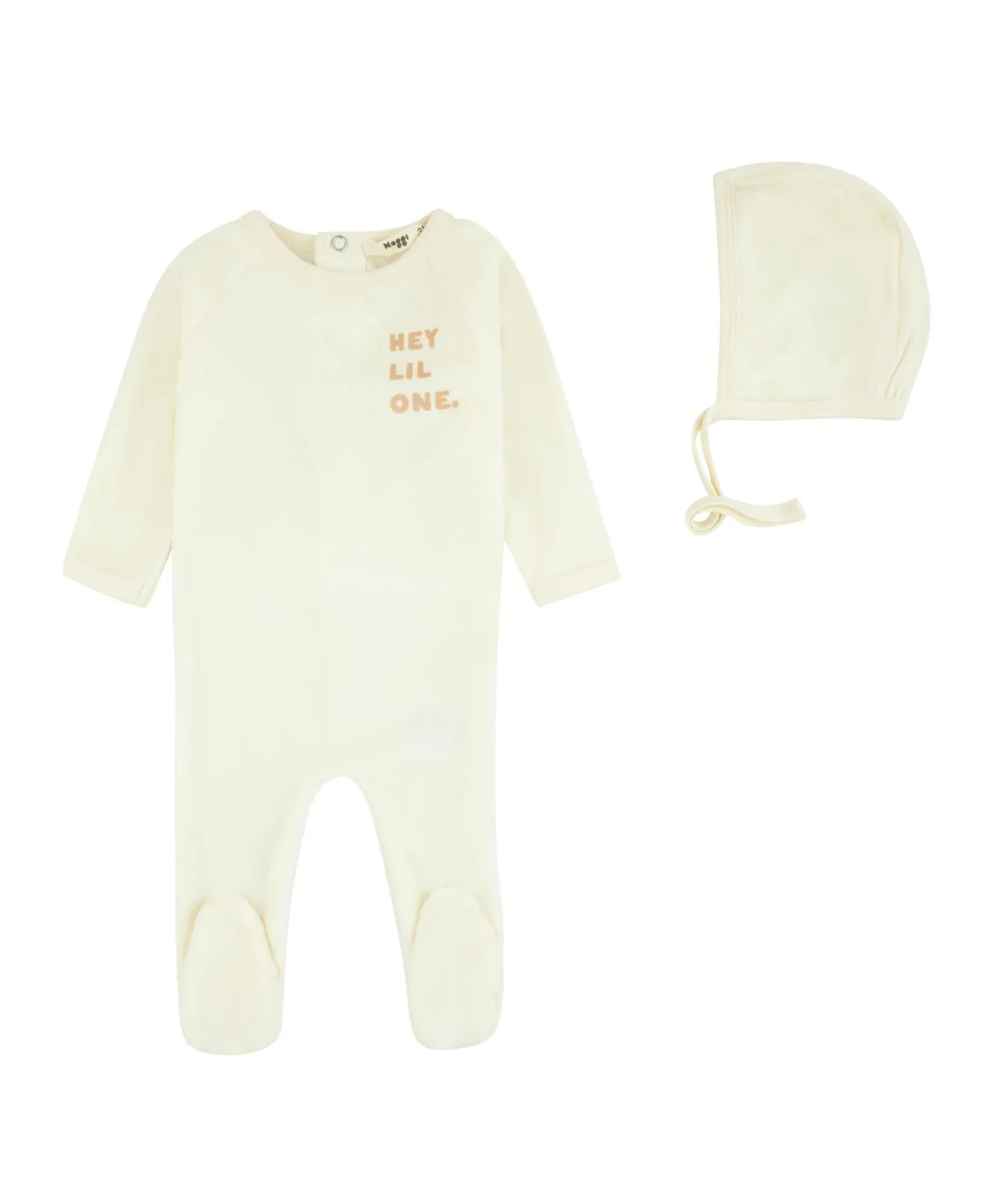 Hey Lil One Velour Long-Sleeve Footie and Bonnet, 2-Piece Set by Noggiwear