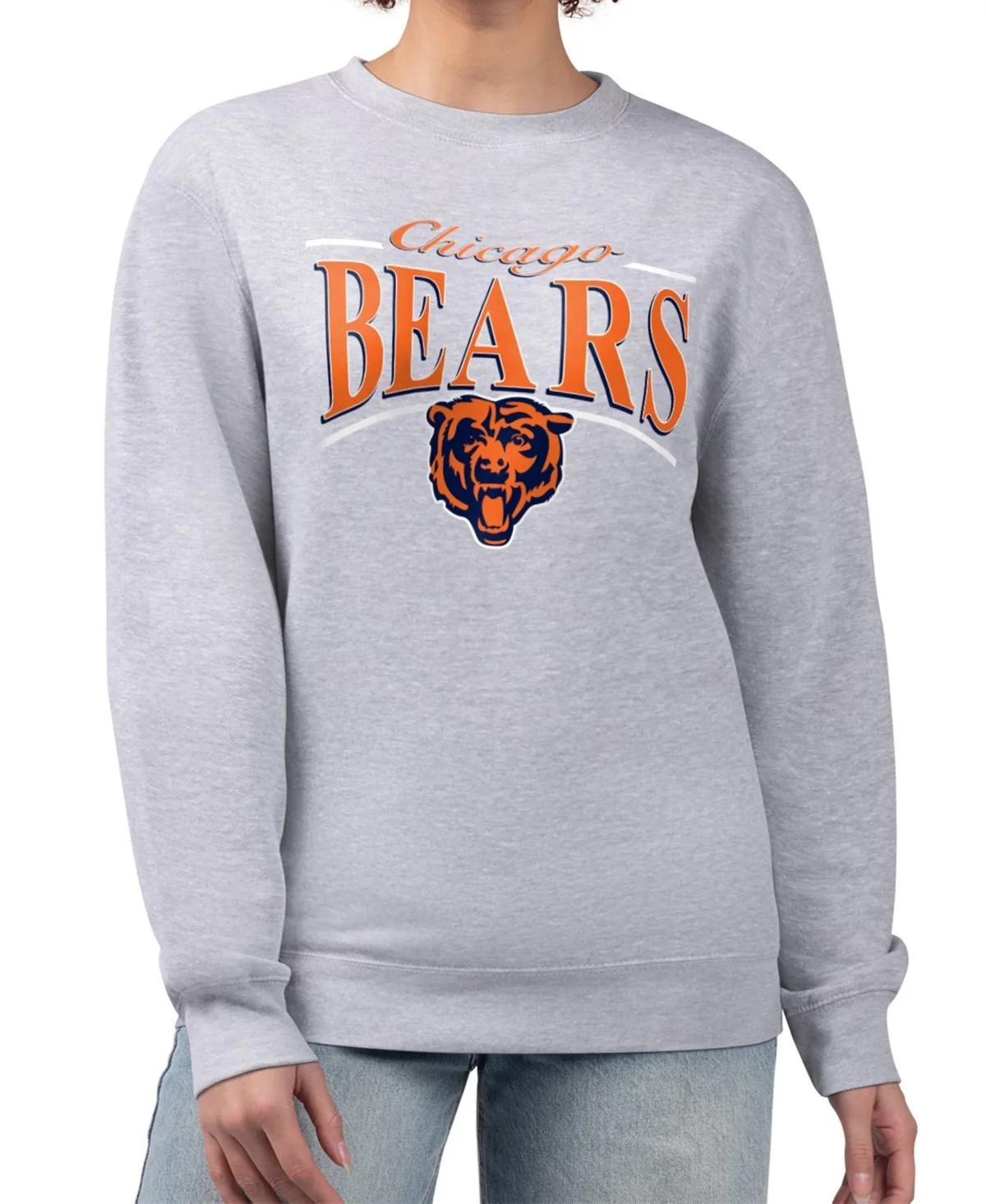 Chicago Bears Arch Stripe Fleece Pullover Sweatshirt by Starter