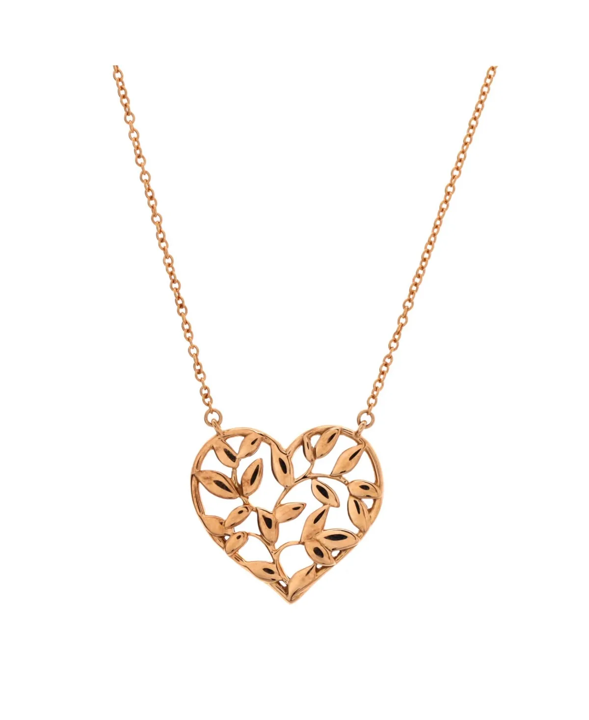 Pre-Owned Tiffany & Co Paloma Picasso Olive Leaf Heart Pendant Necklace - 18k Rose Gold by Tiffany & Co.