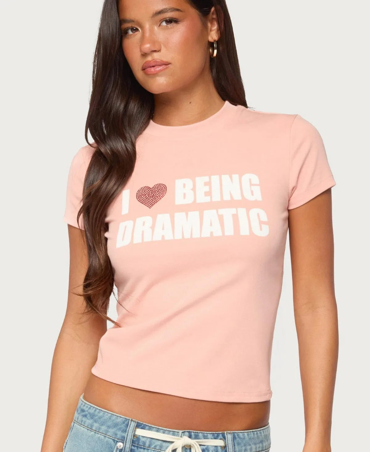 Drama Queen Rhinestone T Shirt by Edikted