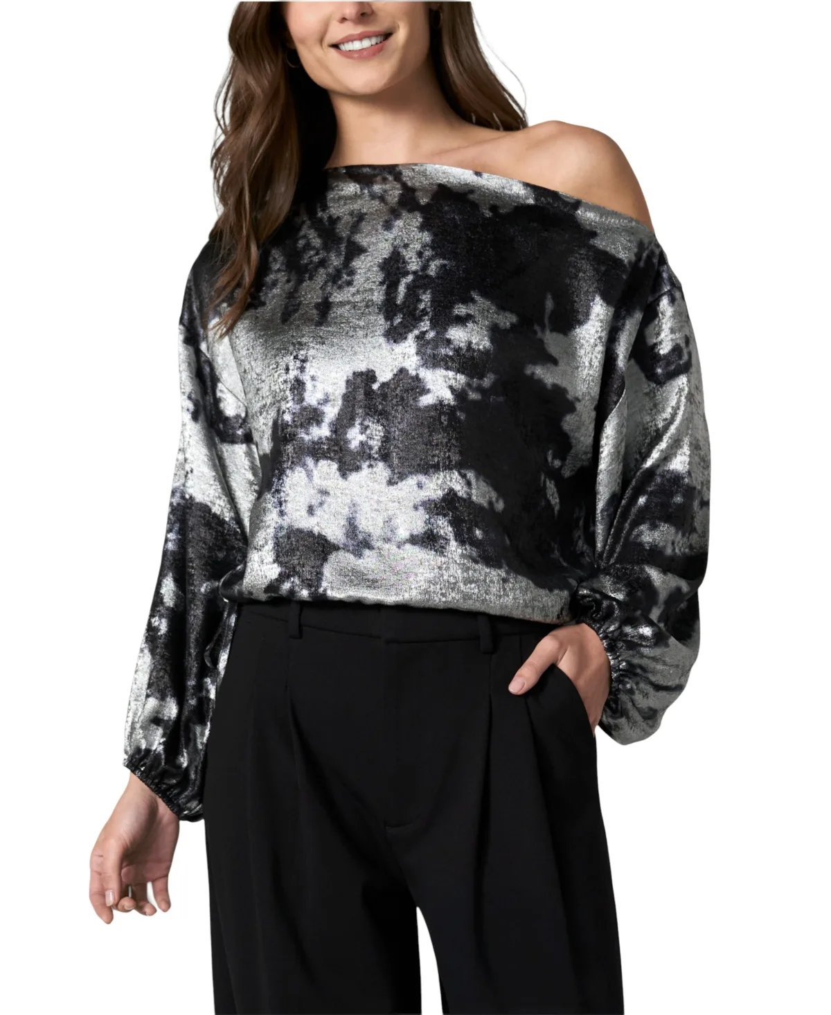 One Shoulder Long Sleeve Blouse by Liverpool Los Angeles