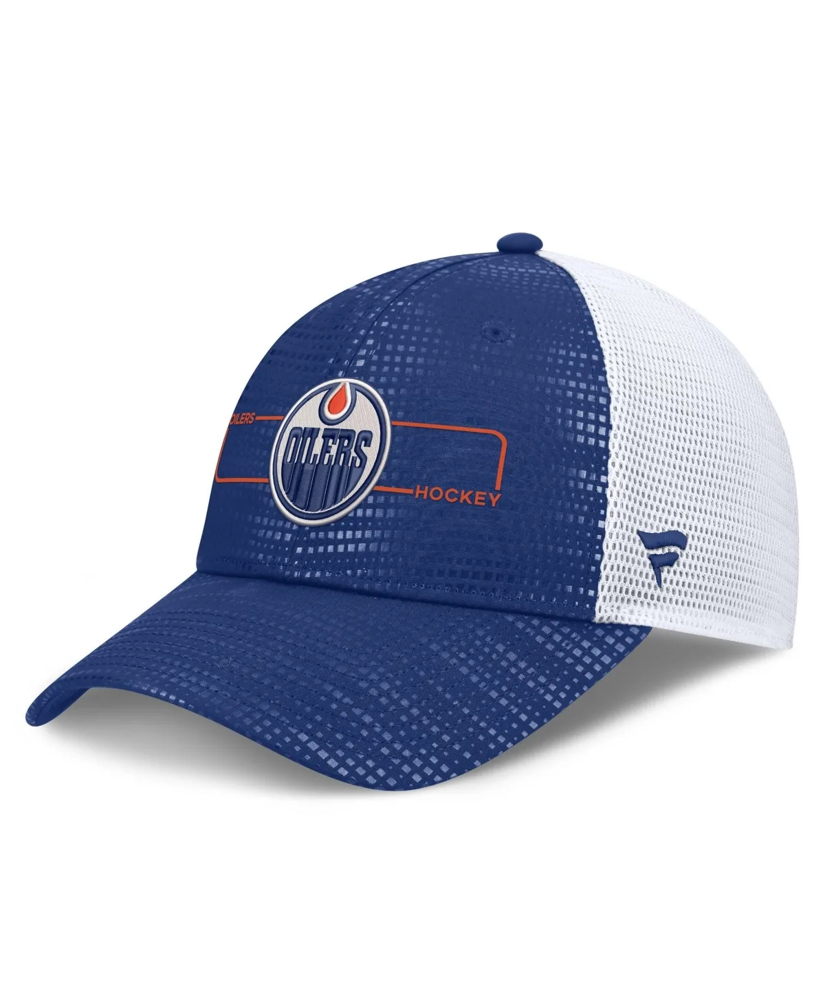 Edmonton Oilers Authentic Pro Rink Boxed Logo Trucker Hat by Fanatics