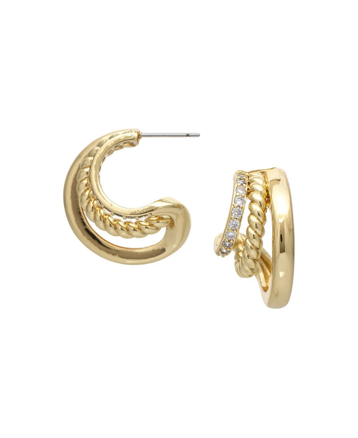 Cubic Zirconia Gold-Tone Triple Hoop Earrings by Rivka Friedman