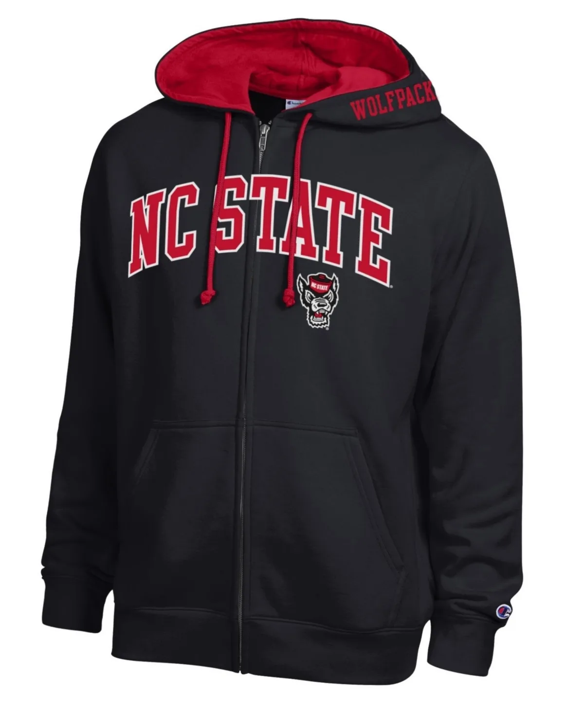Nc State Wolfpack Arch Logo Full-Zip Fleece Hoodie by Champion