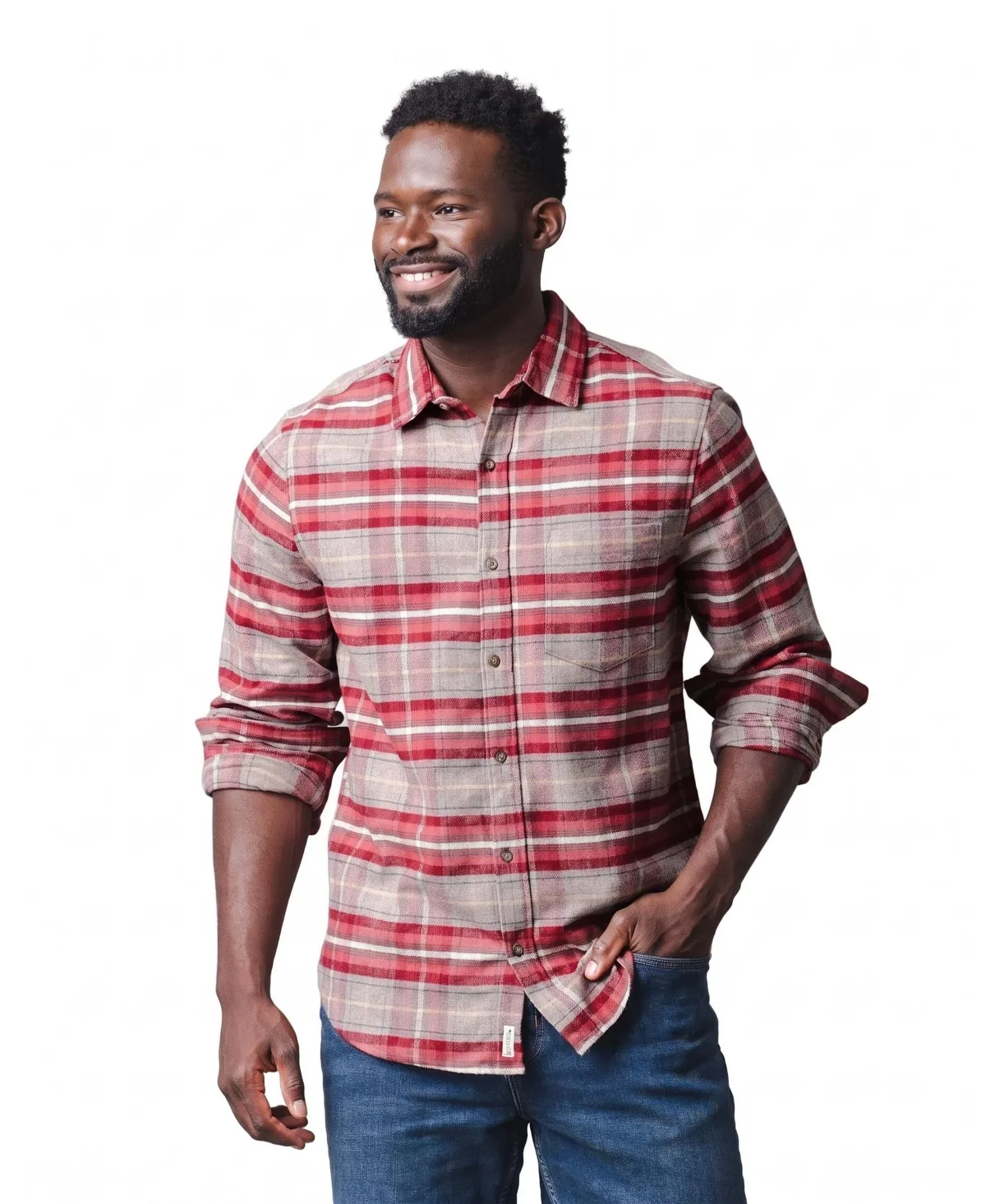 Flannel Point Collar Button-Down Shirt by Hope & Henry