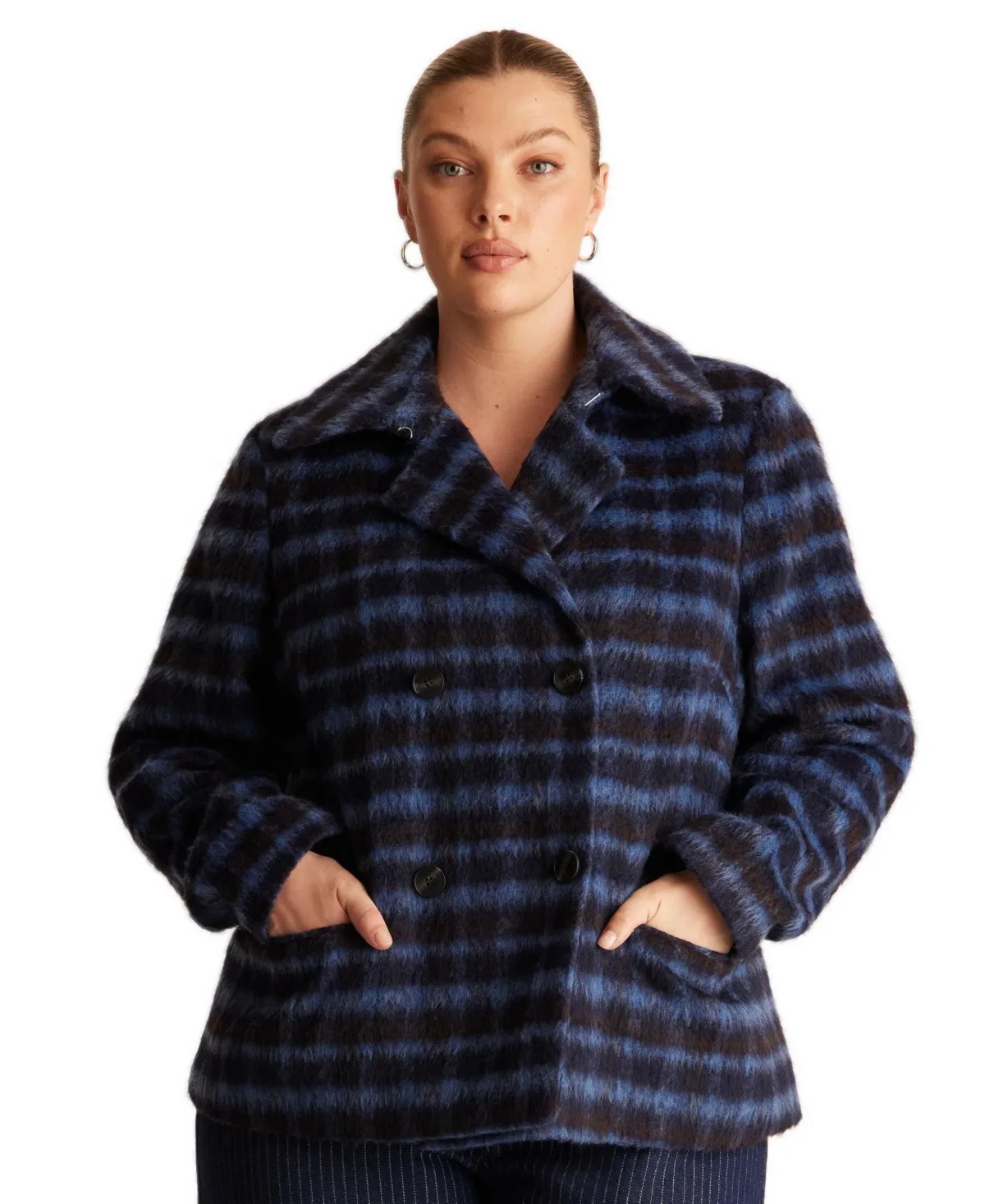 Nightfall Double-Breasted Plaid Short Coat